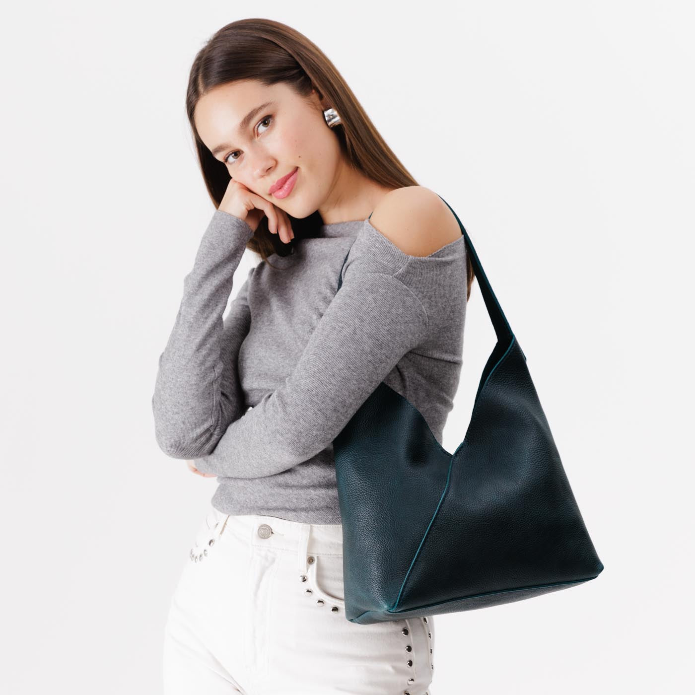 Naomi Leather Shoulder Bag with Adjustable Strap & Magnetic Closure
