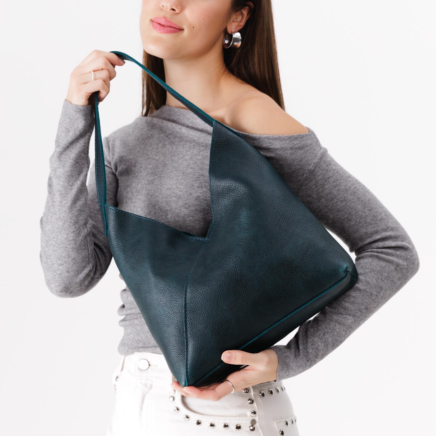 Naomi Leather Shoulder Bag with Adjustable Strap & Magnetic Closure