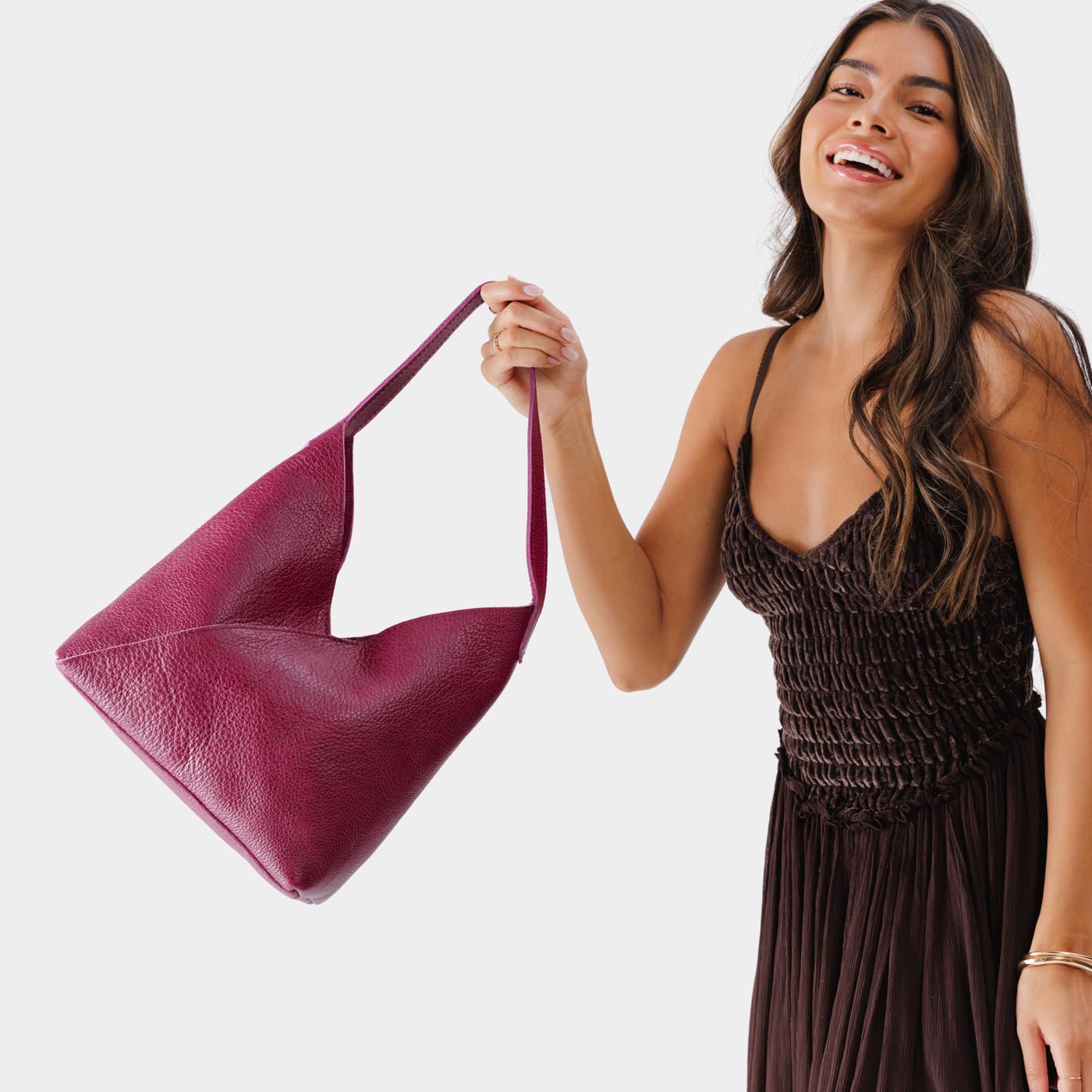 Naomi Leather Shoulder Bag with Adjustable Strap & Magnetic Closure
