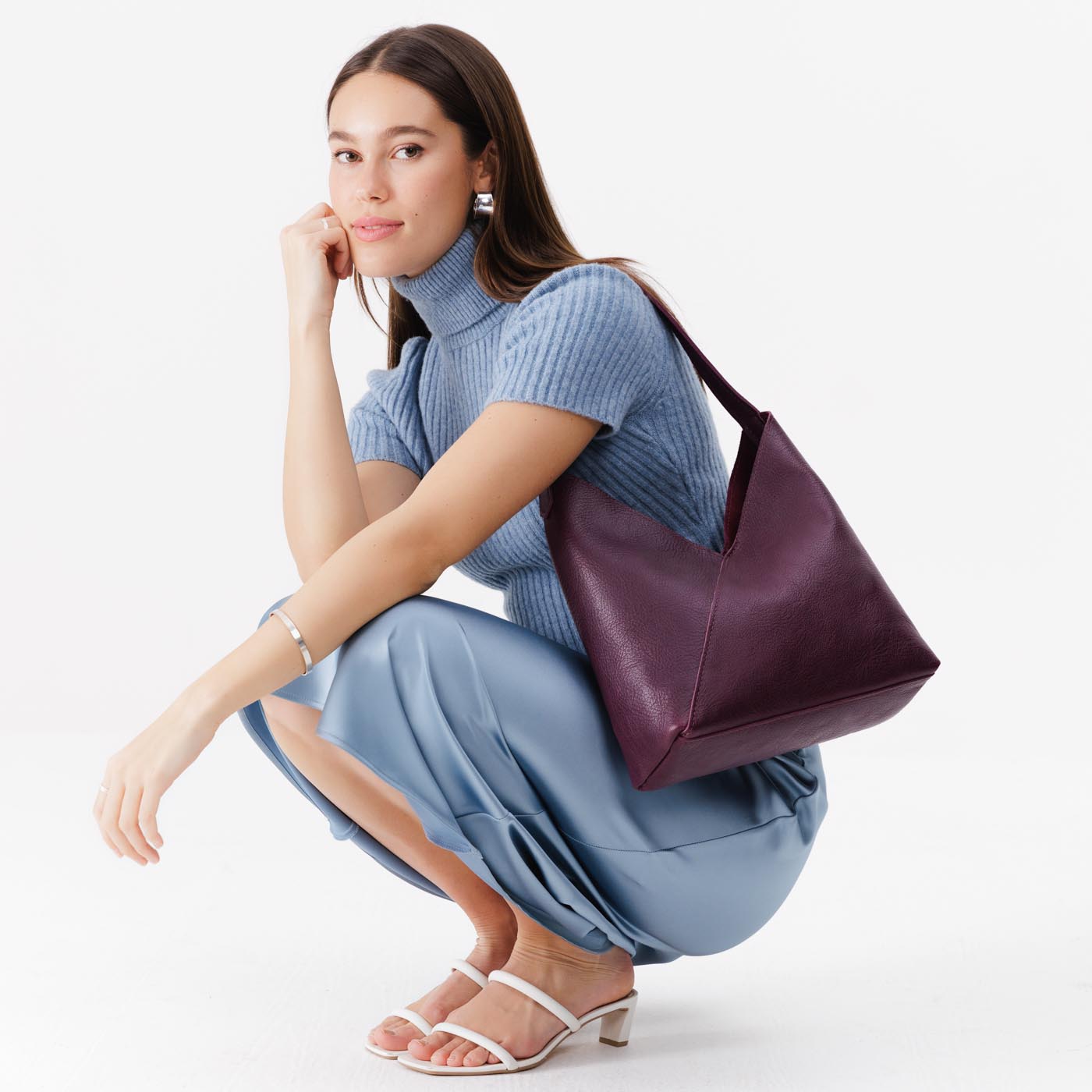 Naomi Leather Shoulder Bag with Adjustable Strap & Magnetic Closure