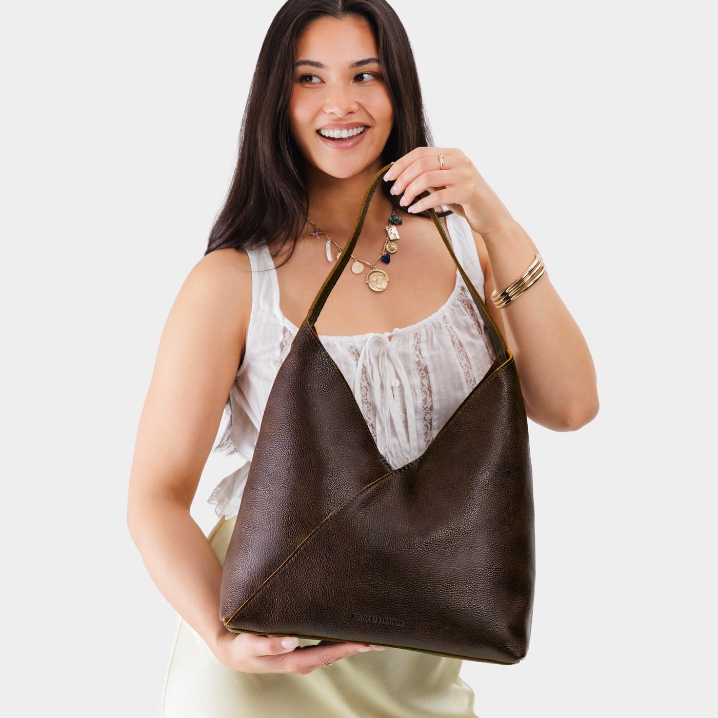 Naomi Leather Shoulder Bag with Adjustable Strap & Magnetic Closure