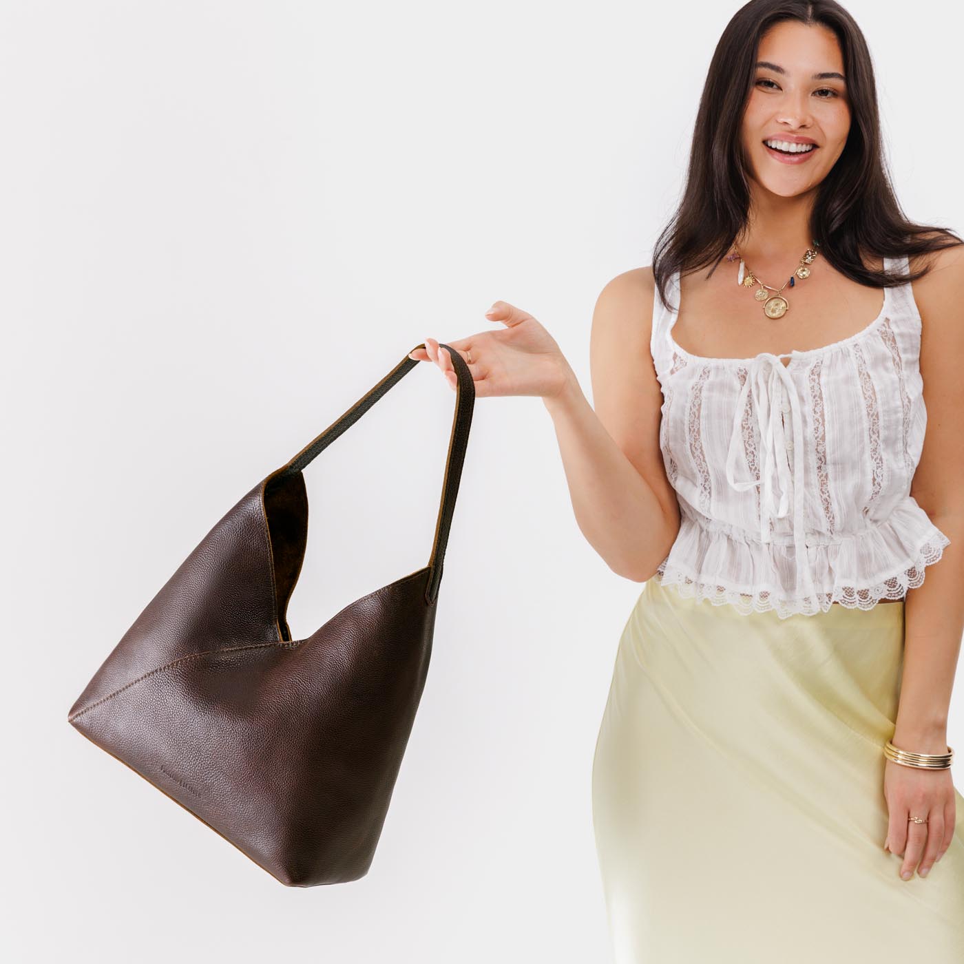 Naomi Leather Shoulder Bag with Adjustable Strap & Magnetic Closure