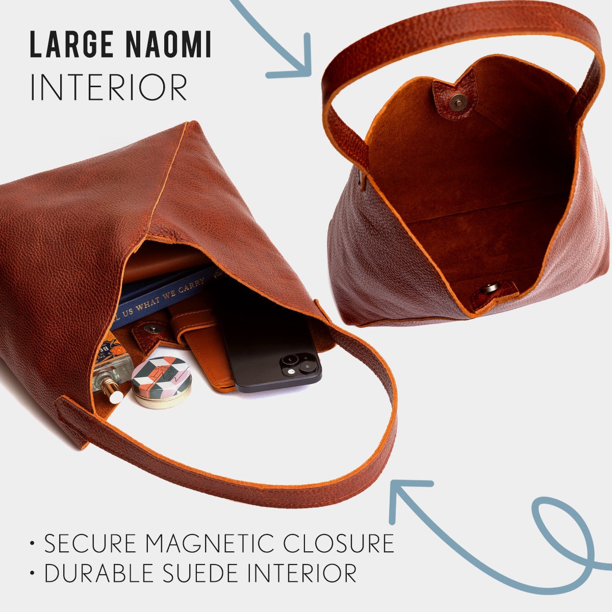 Naomi Leather Shoulder Bag with Adjustable Strap & Magnetic Closure
