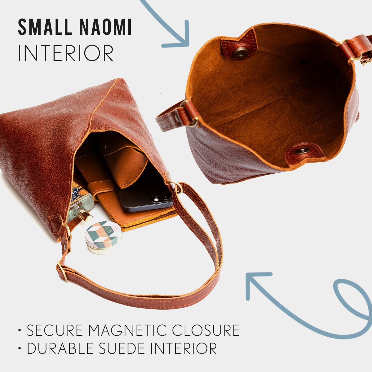 Naomi Leather Shoulder Bag with Adjustable Strap & Magnetic Closure