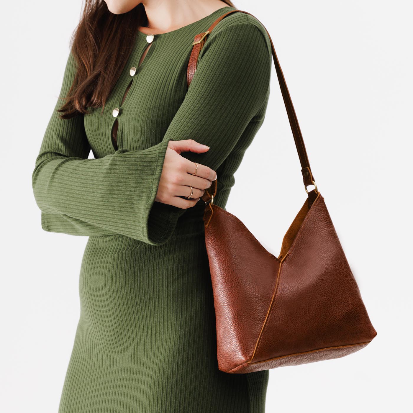 Naomi Leather Shoulder Bag with Adjustable Strap & Magnetic Closure
