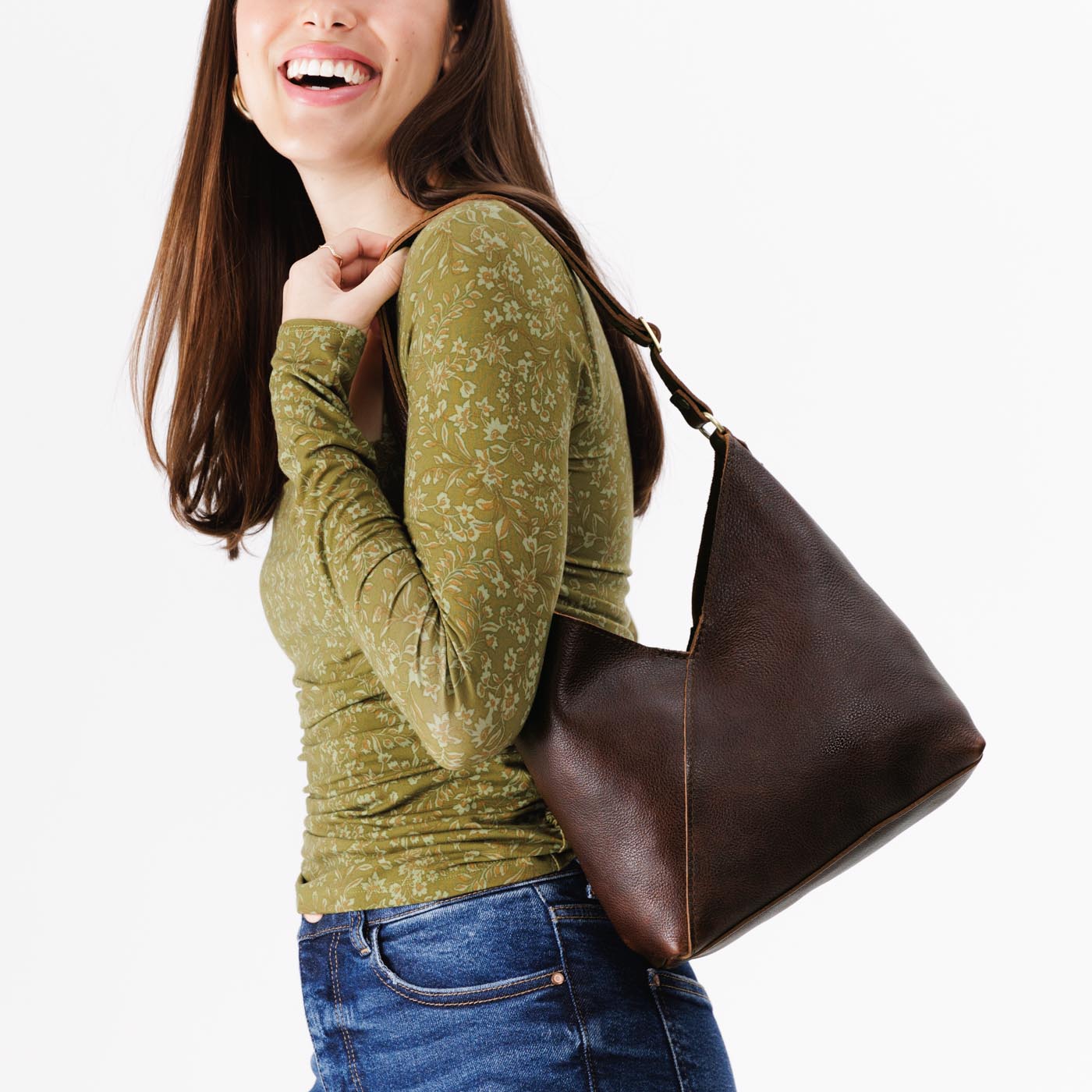 Naomi Leather Shoulder Bag with Adjustable Strap & Magnetic Closure
