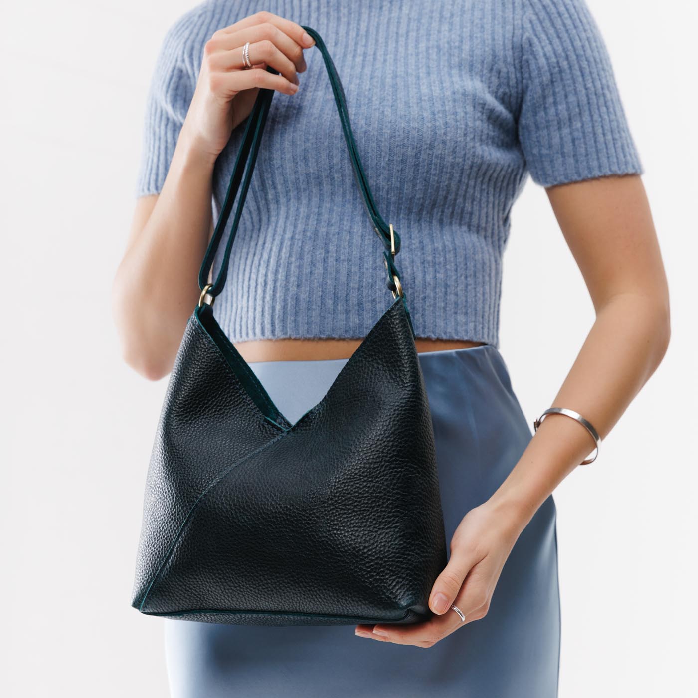 Naomi Leather Shoulder Bag with Adjustable Strap & Magnetic Closure