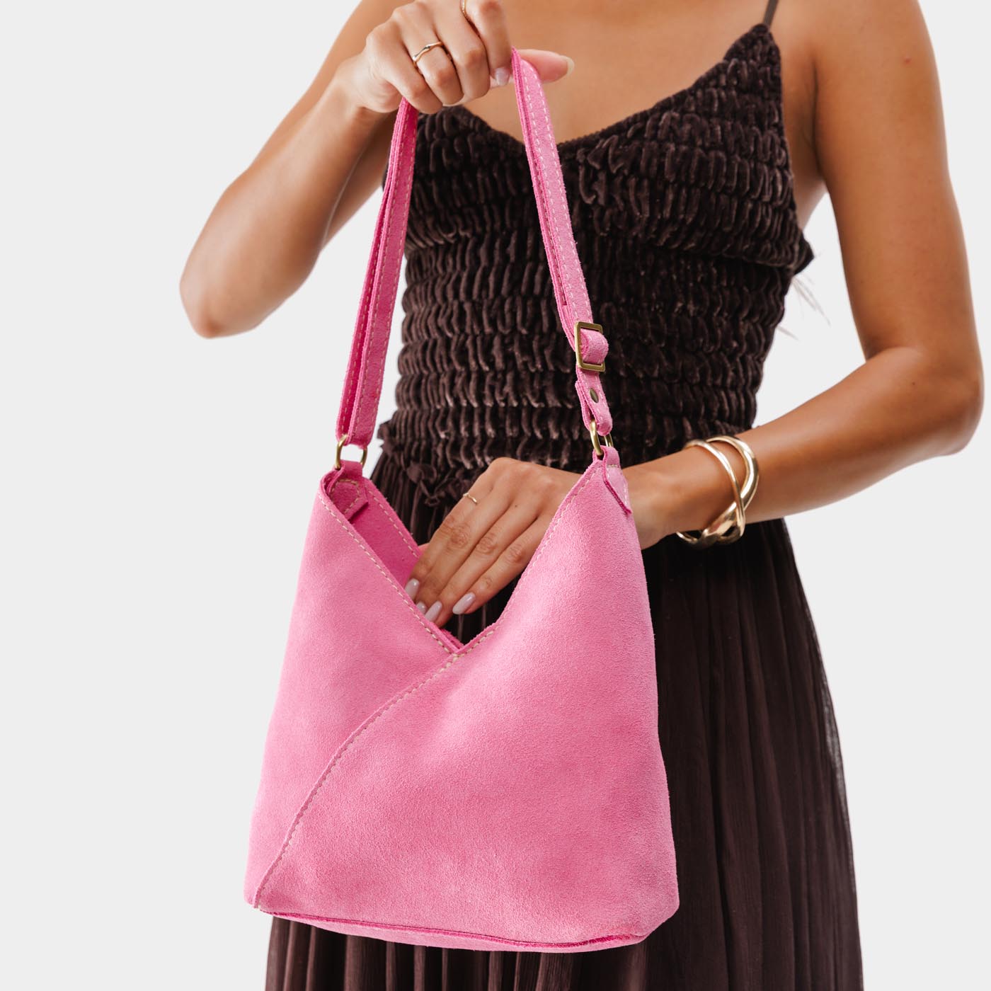 Naomi Leather Shoulder Bag with Adjustable Strap & Magnetic Closure