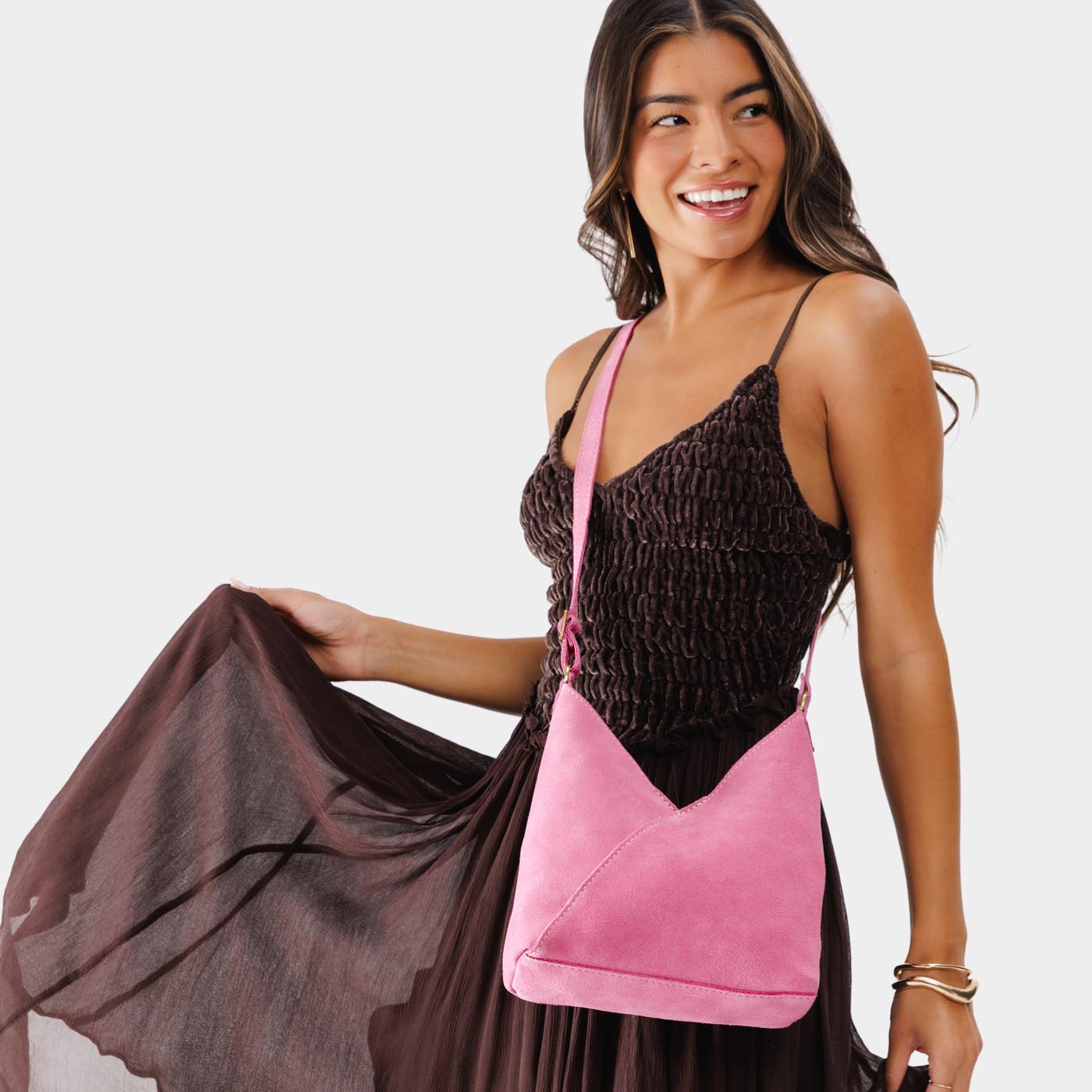 Naomi Leather Shoulder Bag with Adjustable Strap & Magnetic Closure
