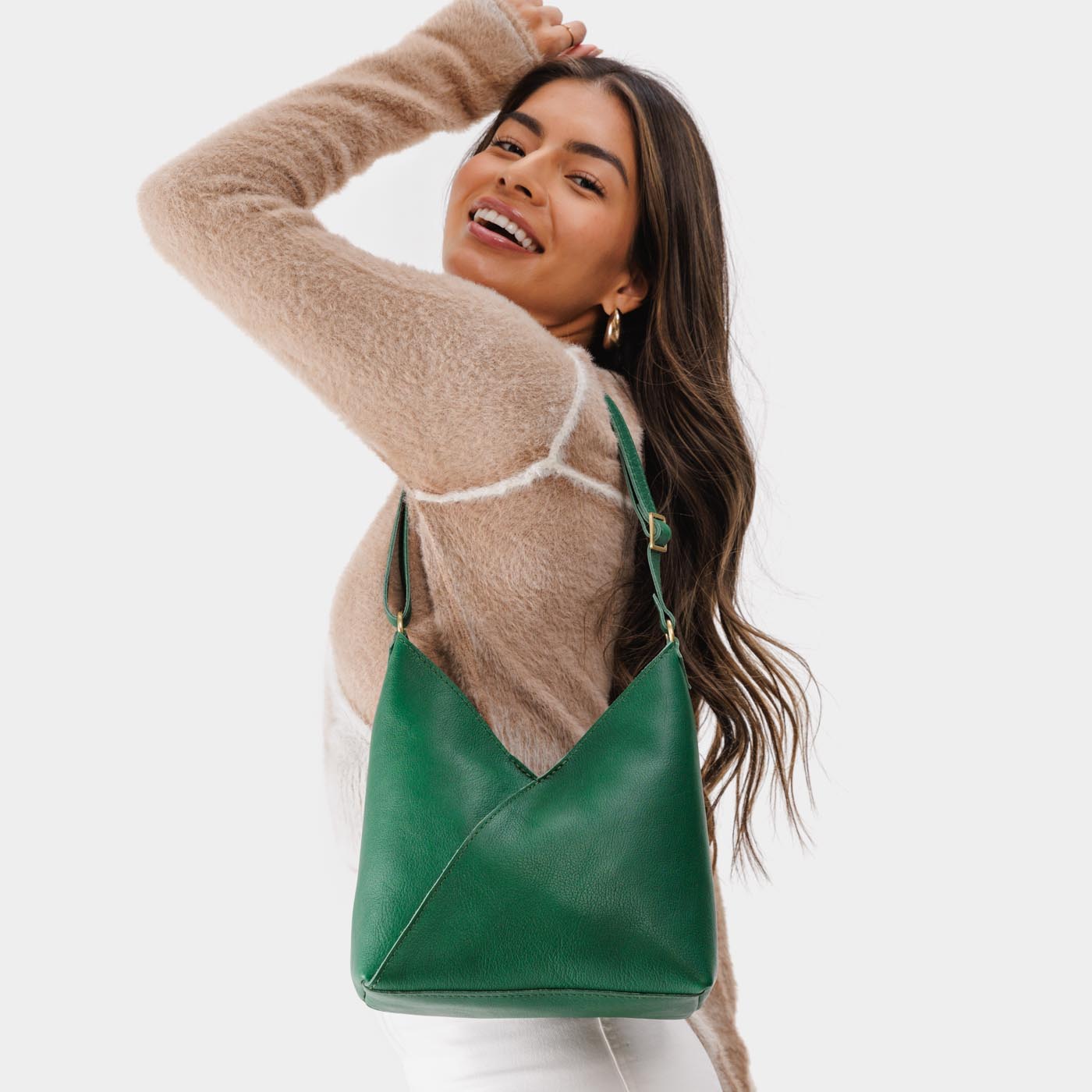 Naomi Leather Shoulder Bag with Adjustable Strap & Magnetic Closure