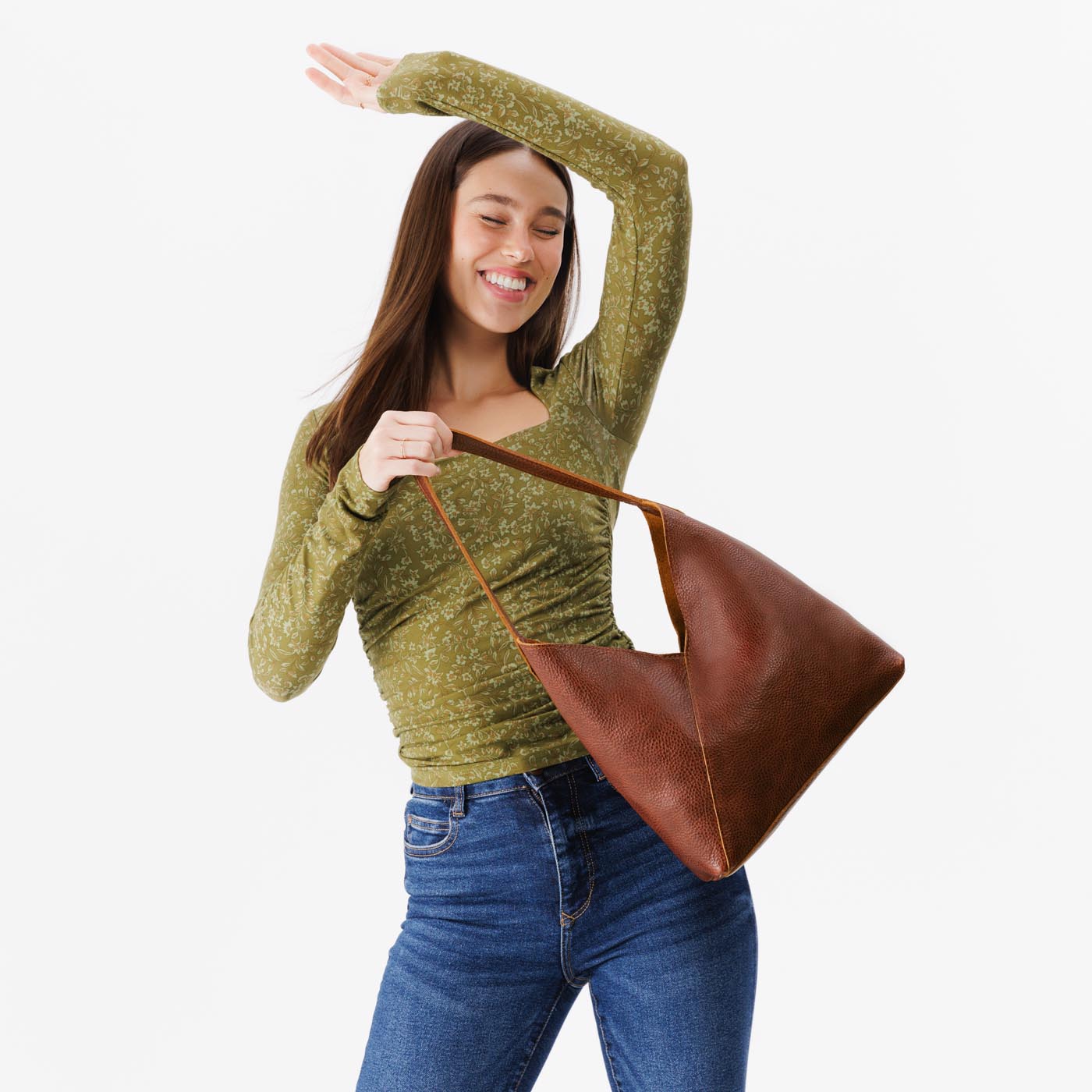 Naomi Leather Shoulder Bag with Adjustable Strap & Magnetic Closure