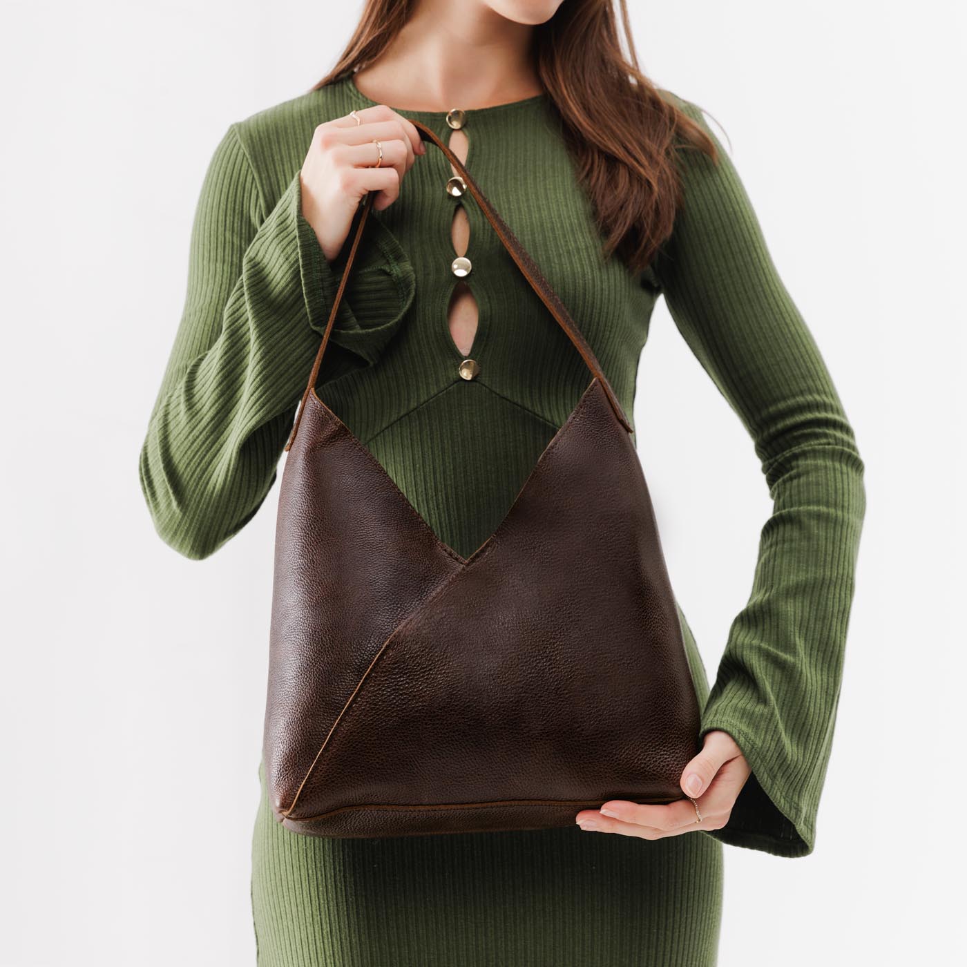 Naomi Leather Shoulder Bag with Adjustable Strap & Magnetic Closure