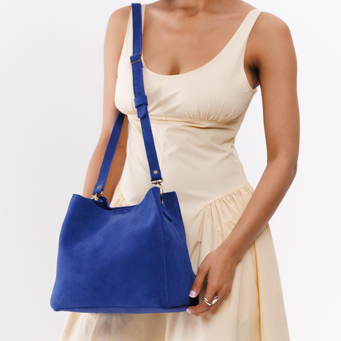 Butterfly Leather Bucket Bag with Adjustable Crossbody Strap