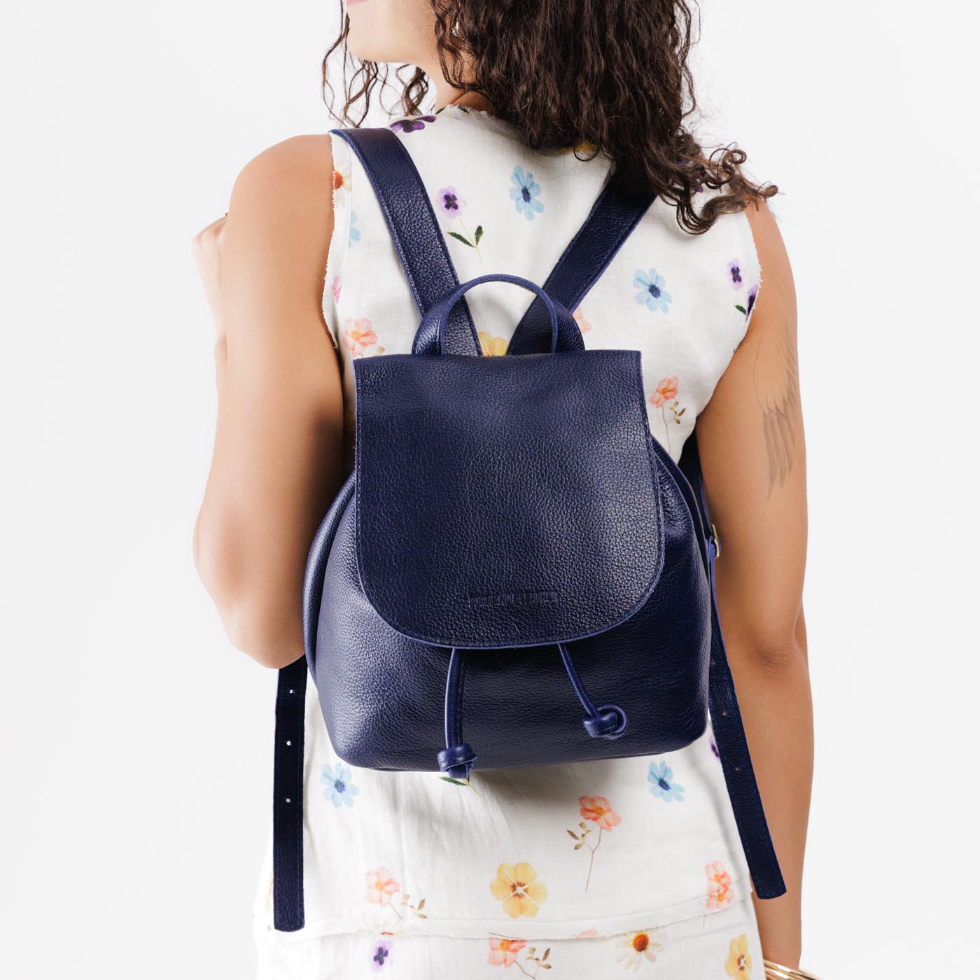 Leather Bucket Backpack with Drawstring & Magnetic Closure