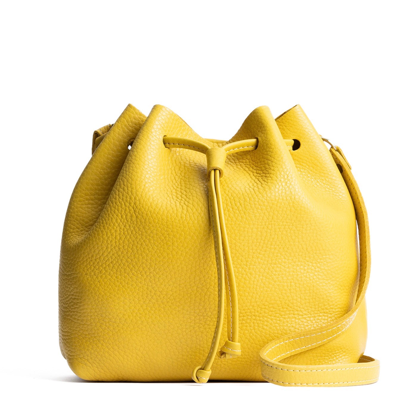 Leather Bucket Bag with Adjustable Crossbody Strap