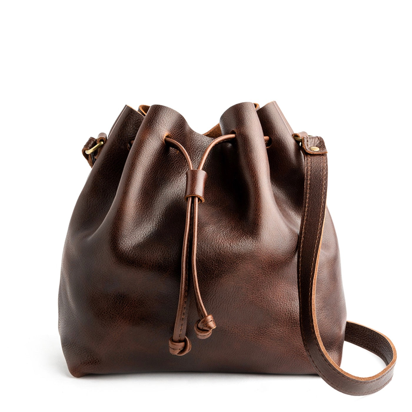 Leather Bucket Bag with Adjustable Crossbody Strap