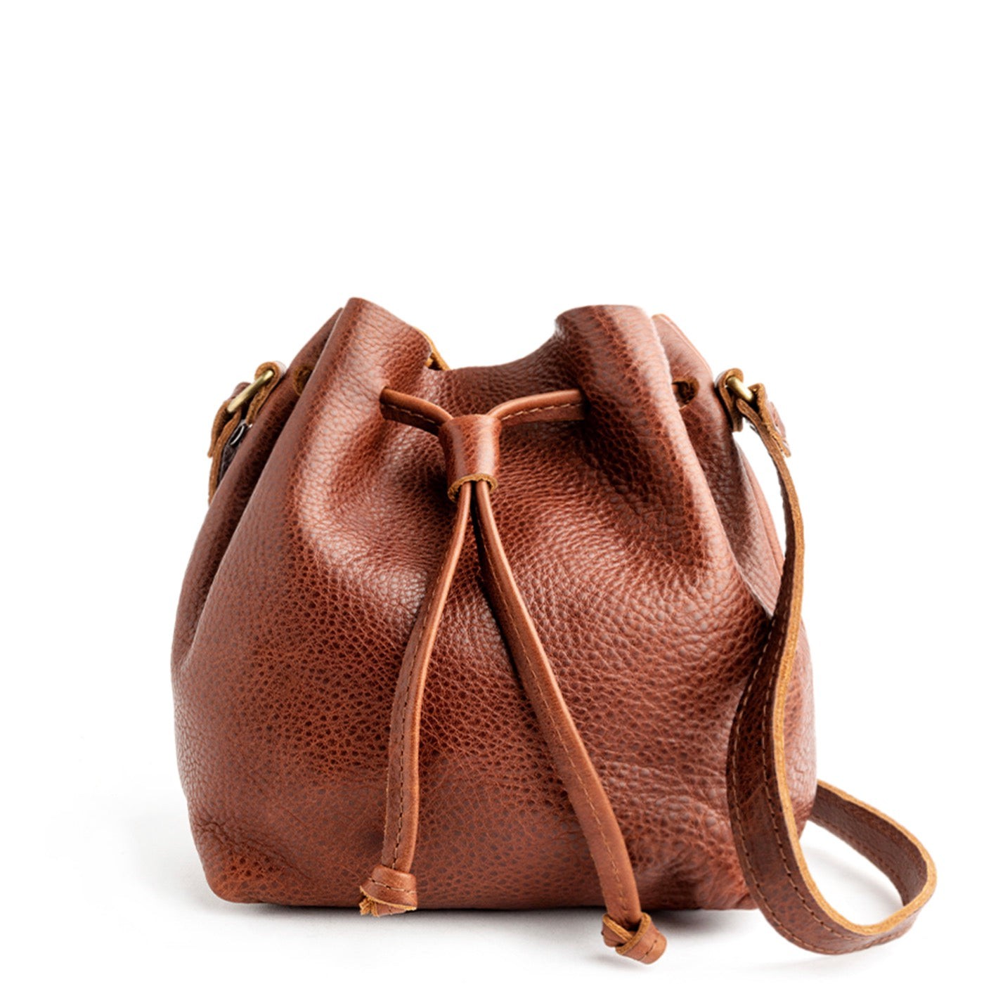 Leather Bucket Bag with Adjustable Crossbody Strap