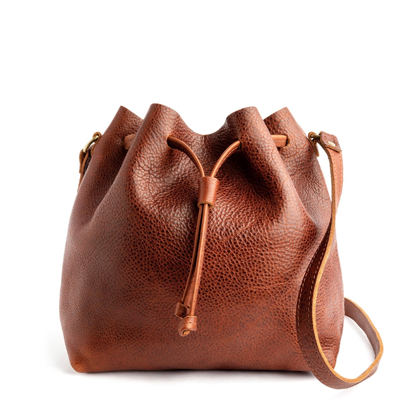Leather Bucket Bag with Adjustable Crossbody Strap