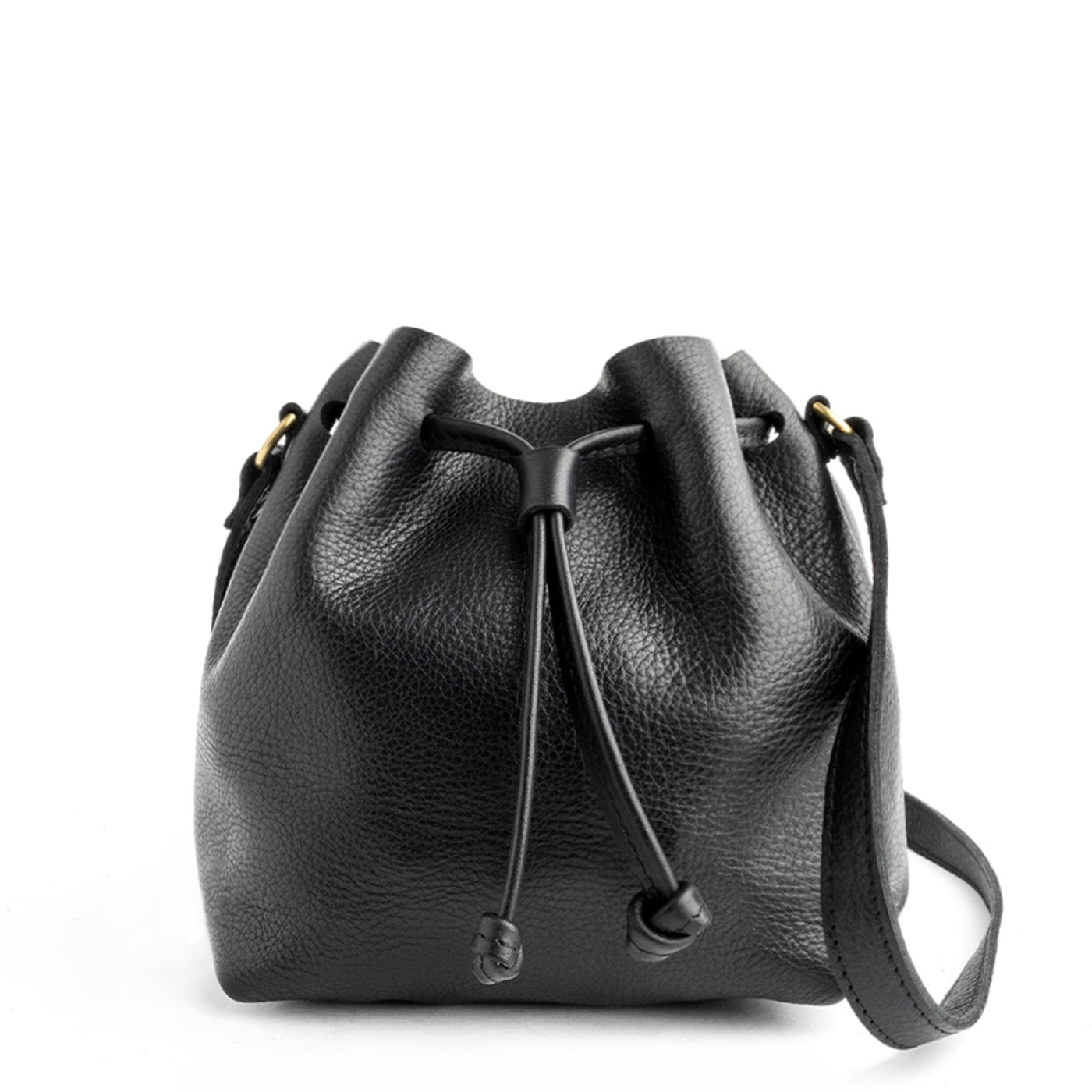 Leather Bucket Bag with Adjustable Crossbody Strap