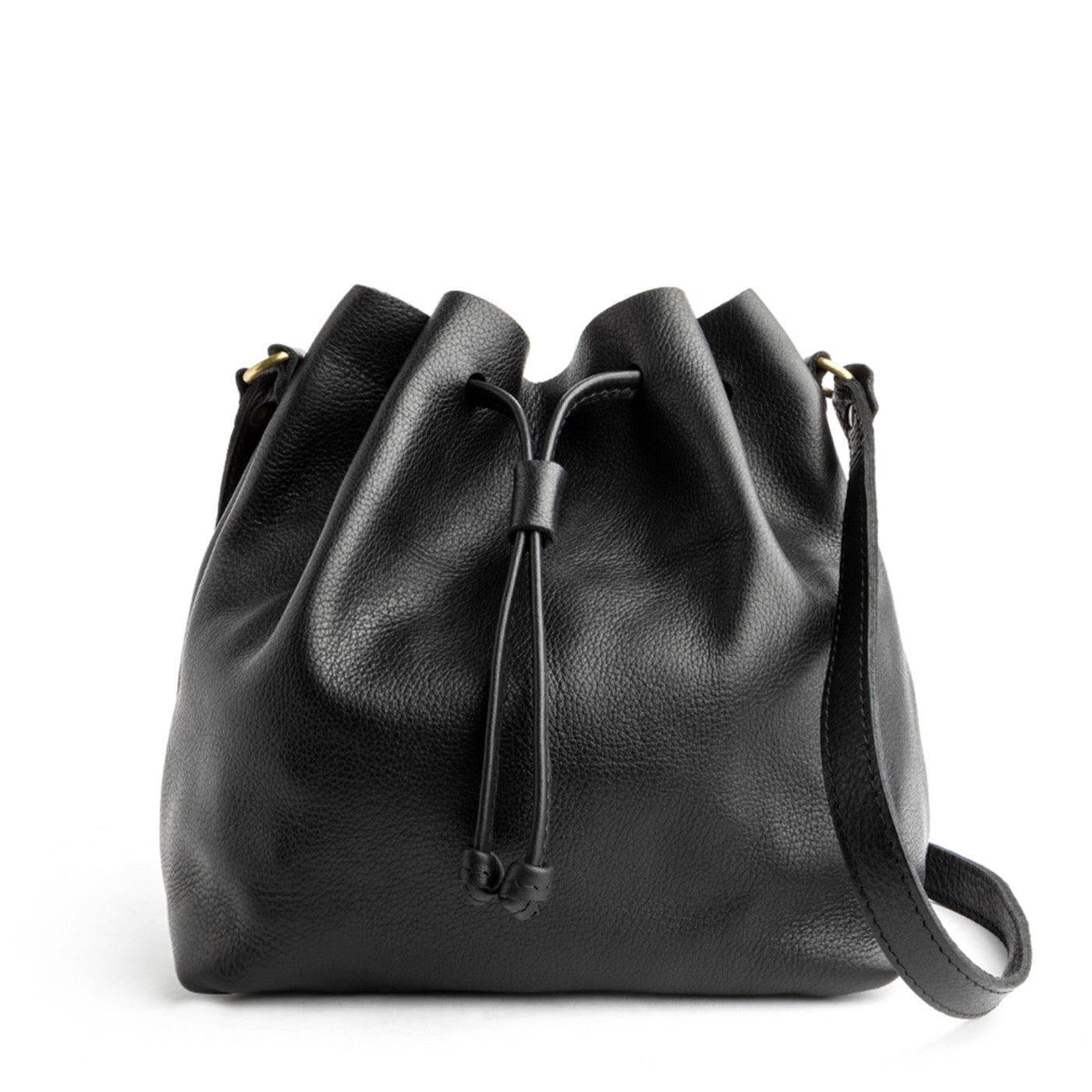 Leather Bucket Bag with Adjustable Crossbody Strap