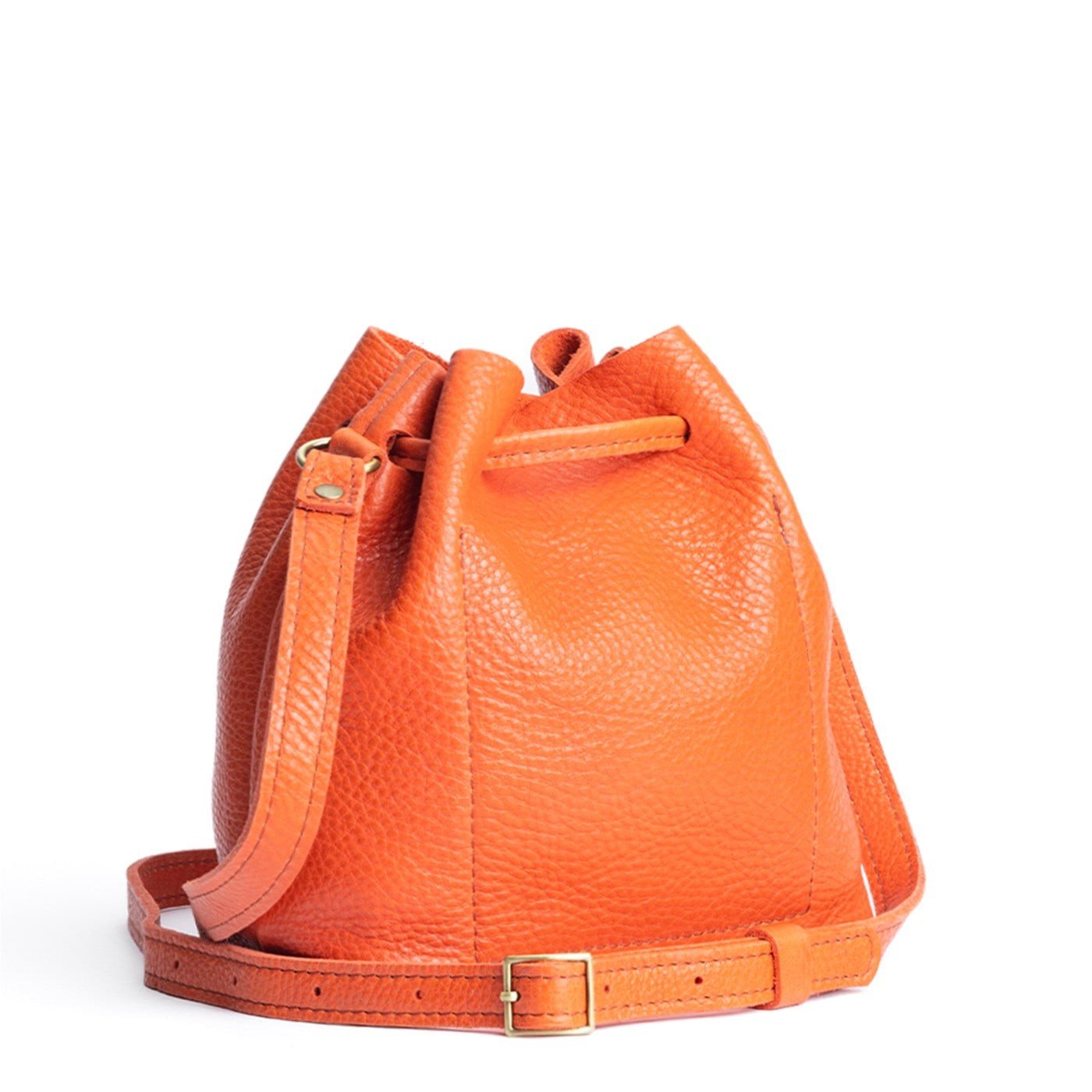 Leather Bucket Bag with Adjustable Crossbody Strap