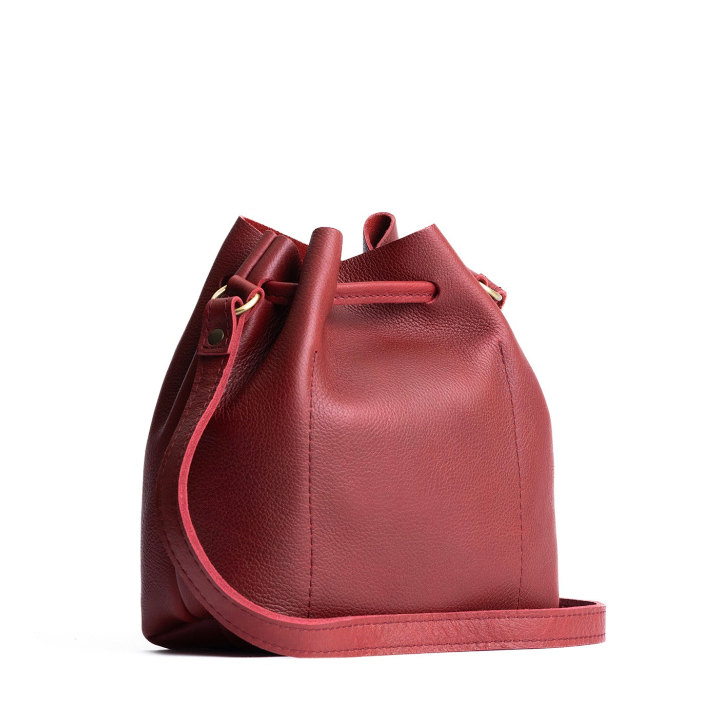 Leather Bucket Bag with Adjustable Crossbody Strap