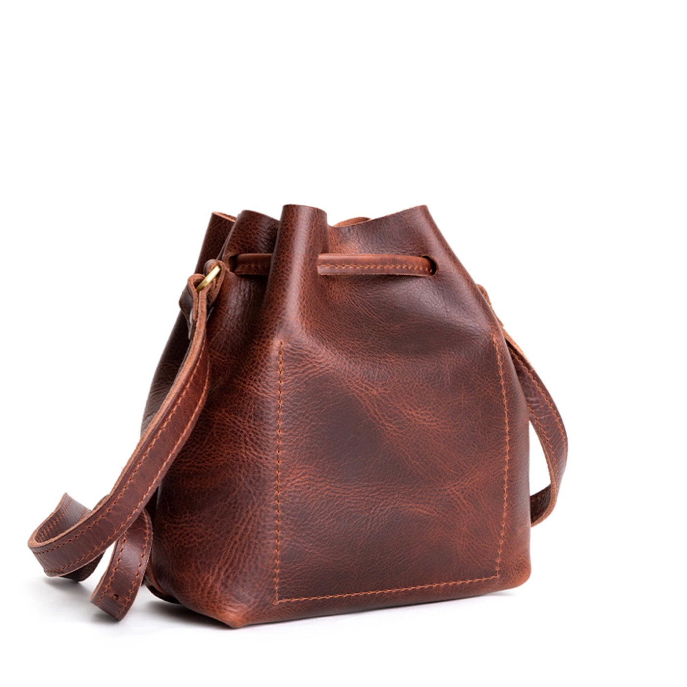 Leather Bucket Bag with Adjustable Crossbody Strap