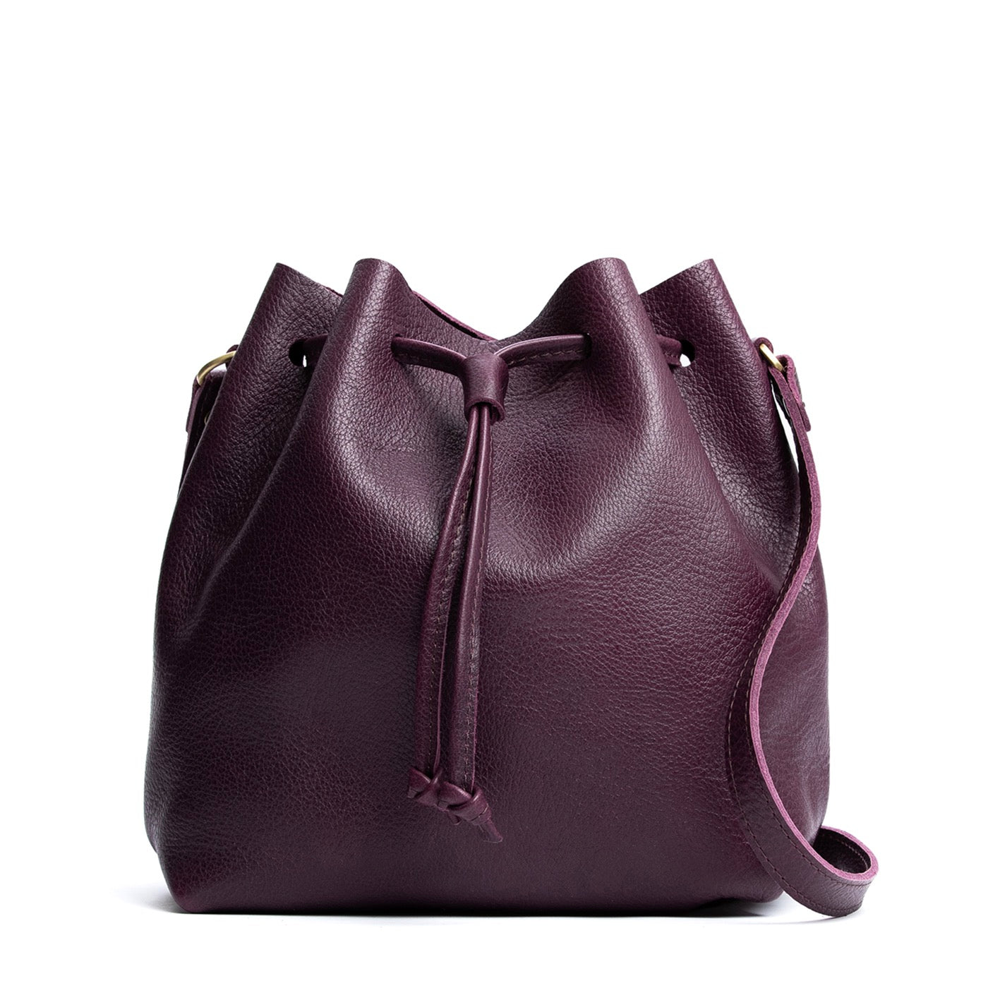 Leather Bucket Bag with Adjustable Crossbody Strap
