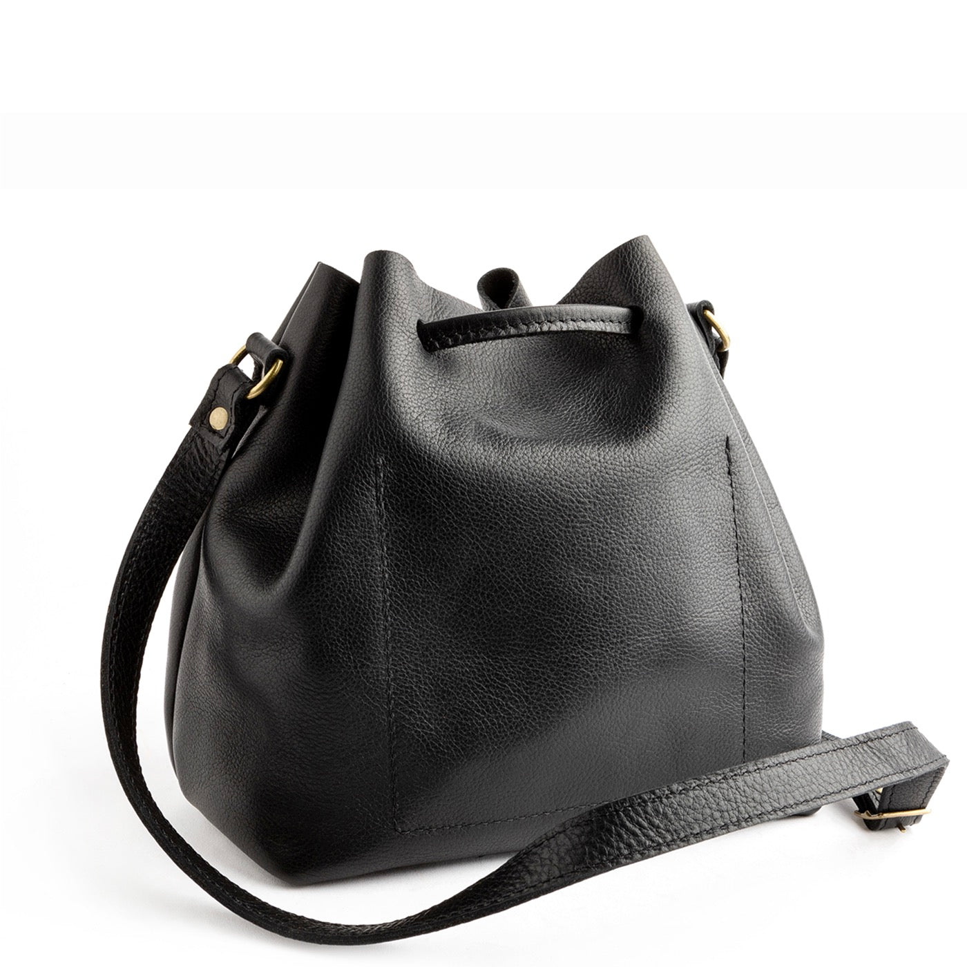 Leather Bucket Bag with Adjustable Crossbody Strap