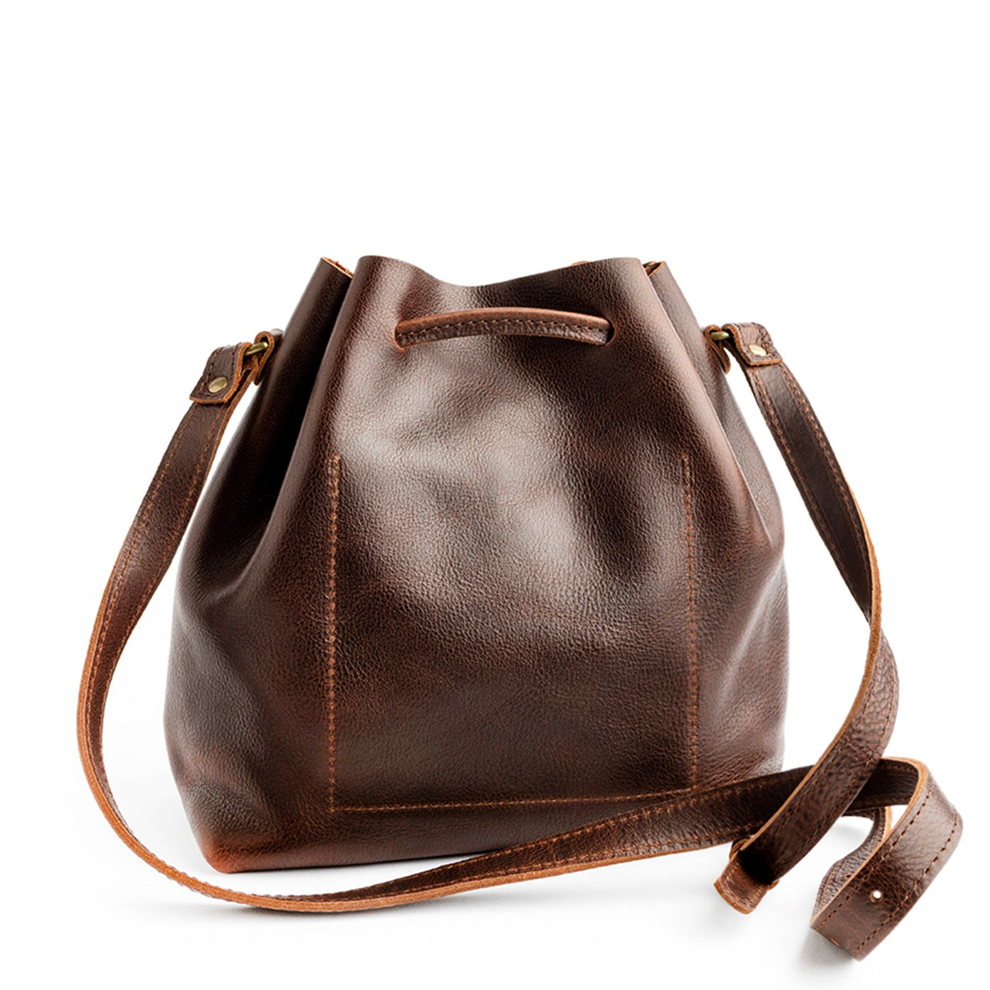 Leather Bucket Bag with Adjustable Crossbody Strap