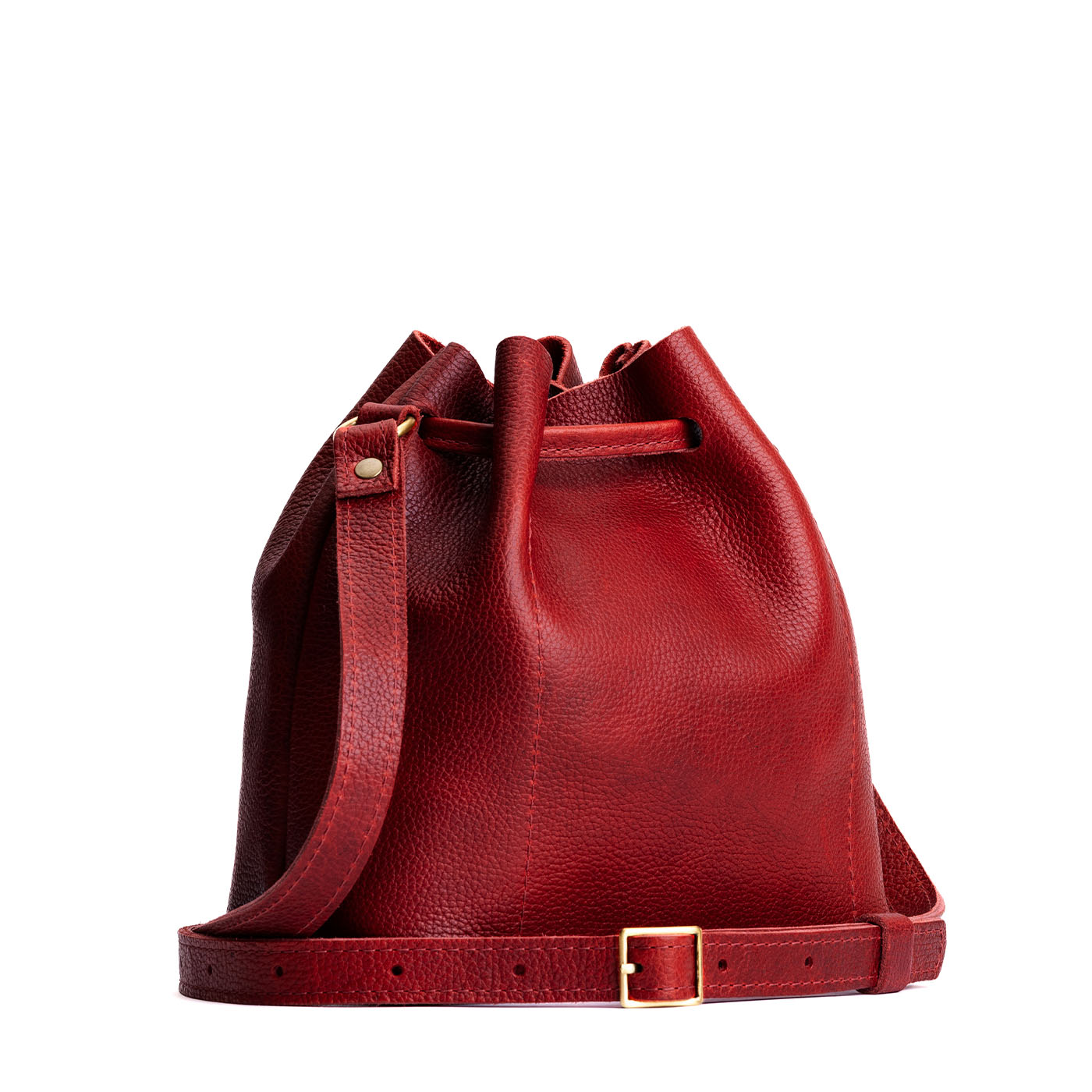Leather Bucket Bag with Adjustable Crossbody Strap