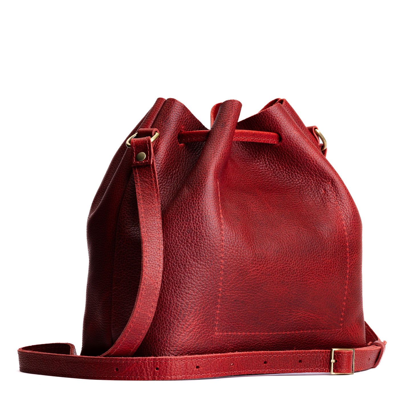Leather Bucket Bag with Adjustable Crossbody Strap