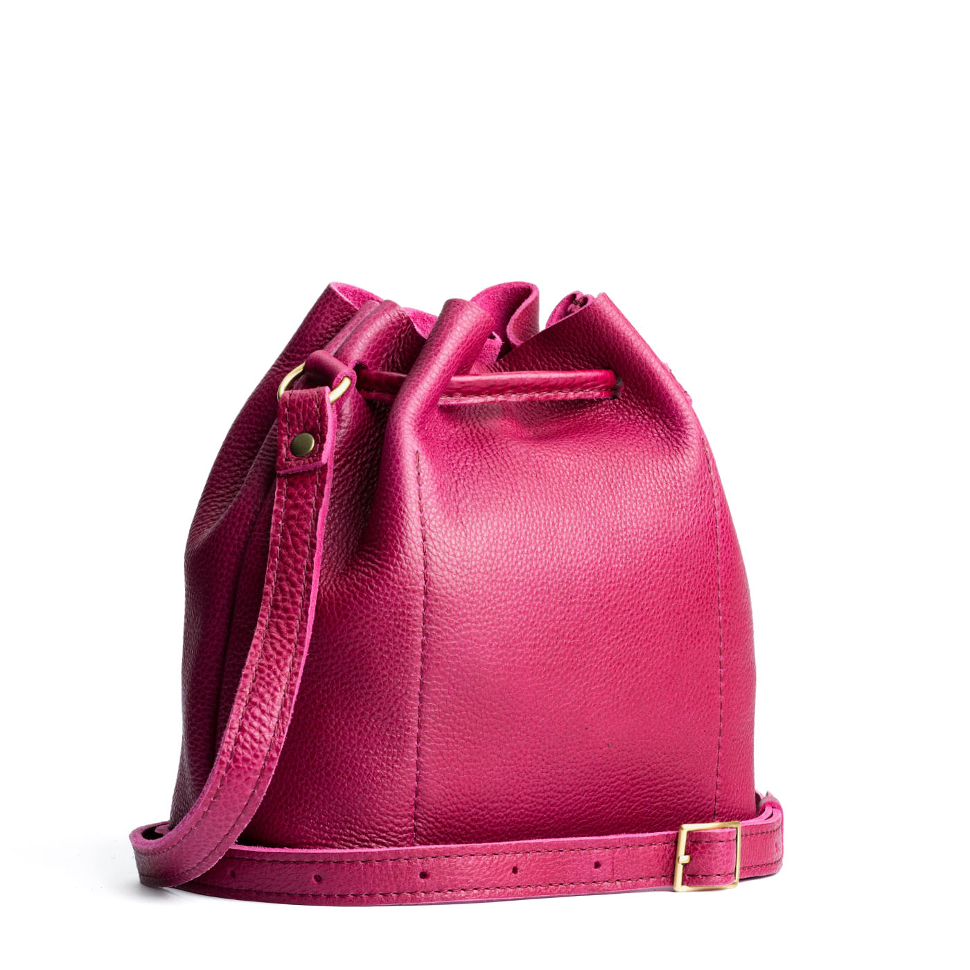 Leather Bucket Bag with Adjustable Crossbody Strap