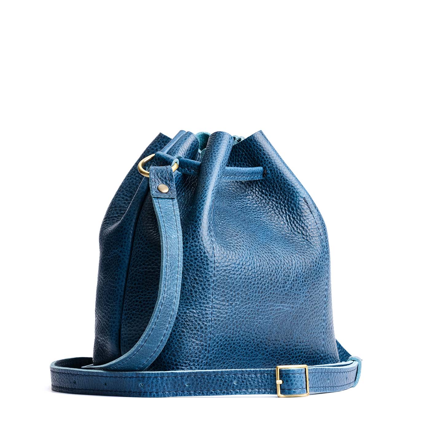 Leather Bucket Bag with Adjustable Crossbody Strap