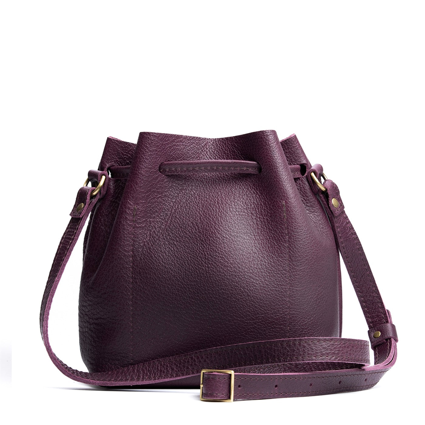 Leather Bucket Bag with Adjustable Crossbody Strap