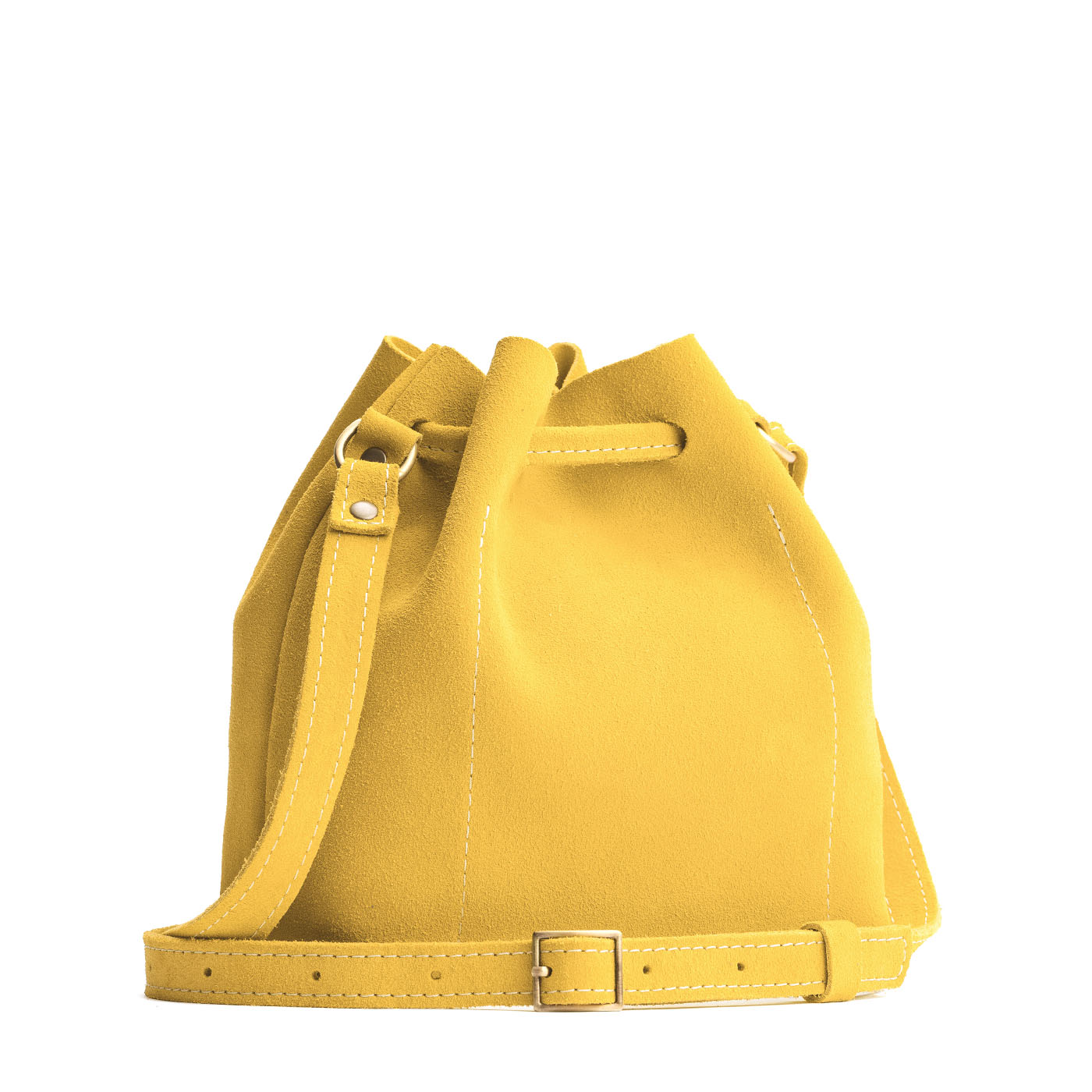 Leather Bucket Bag with Adjustable Crossbody Strap