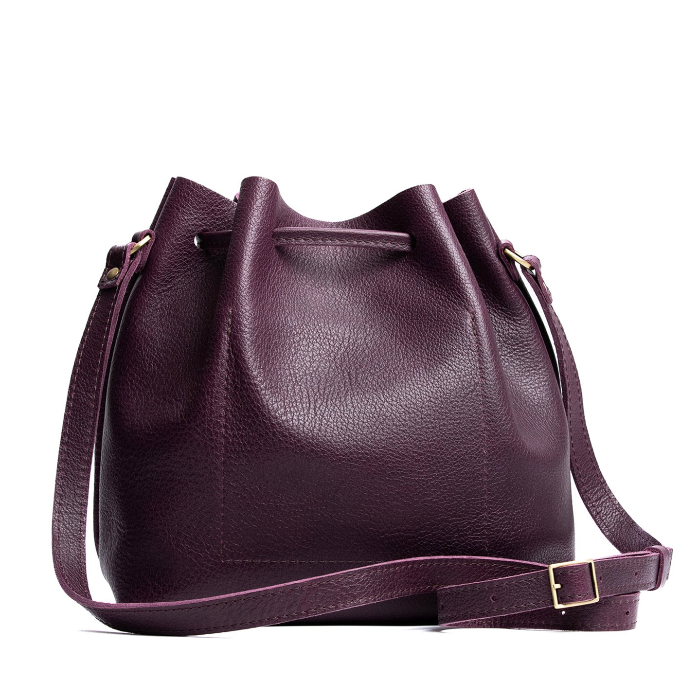 Leather Bucket Bag with Adjustable Crossbody Strap