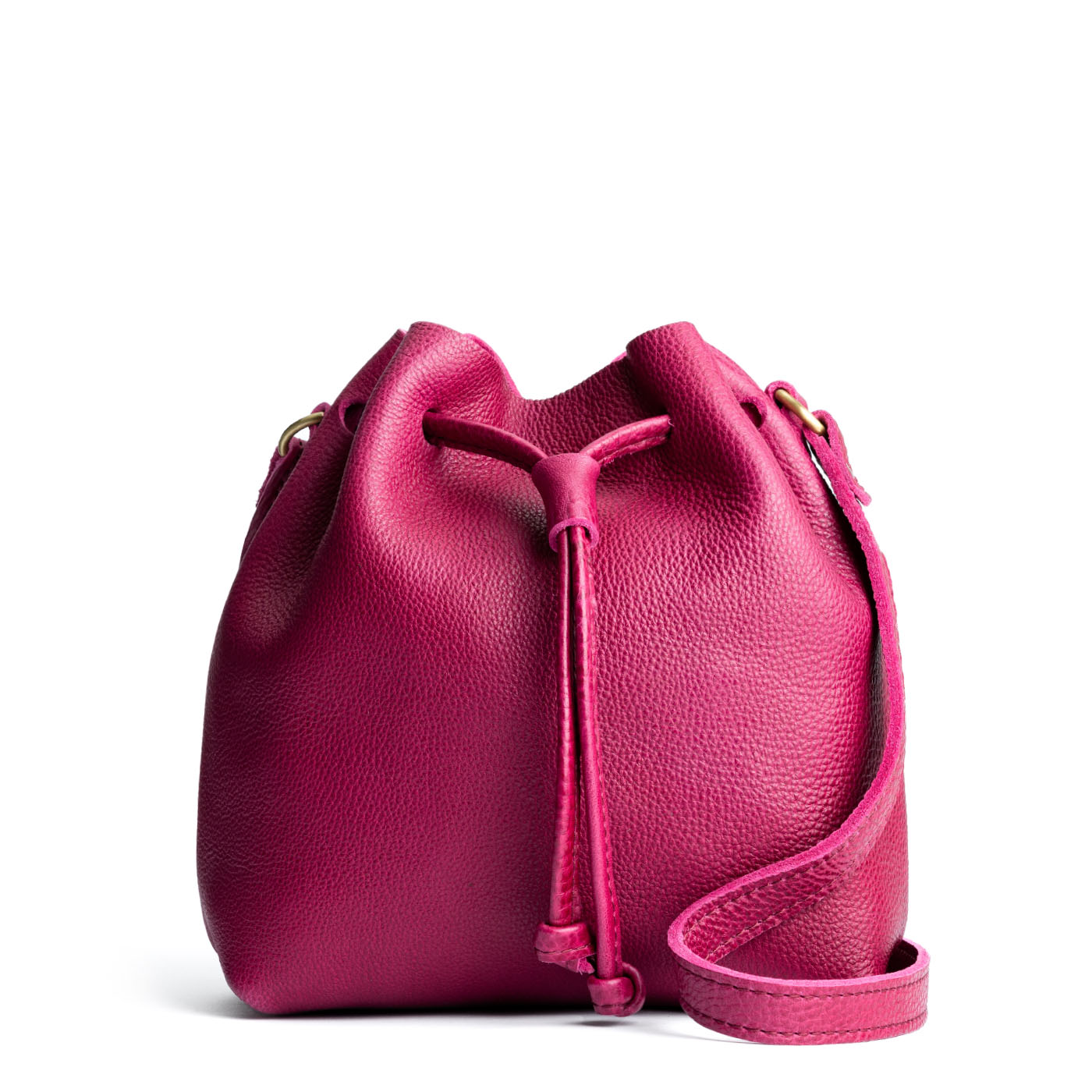 Leather Bucket Bag with Adjustable Crossbody Strap