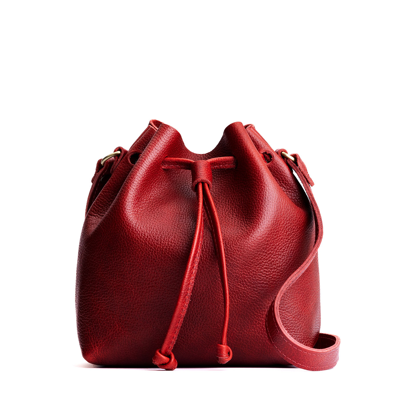 Leather Bucket Bag with Adjustable Crossbody Strap
