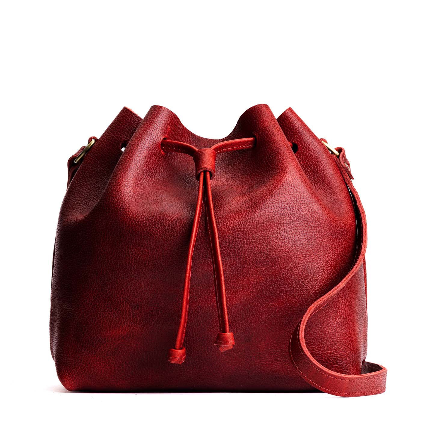 Leather Bucket Bag with Adjustable Crossbody Strap