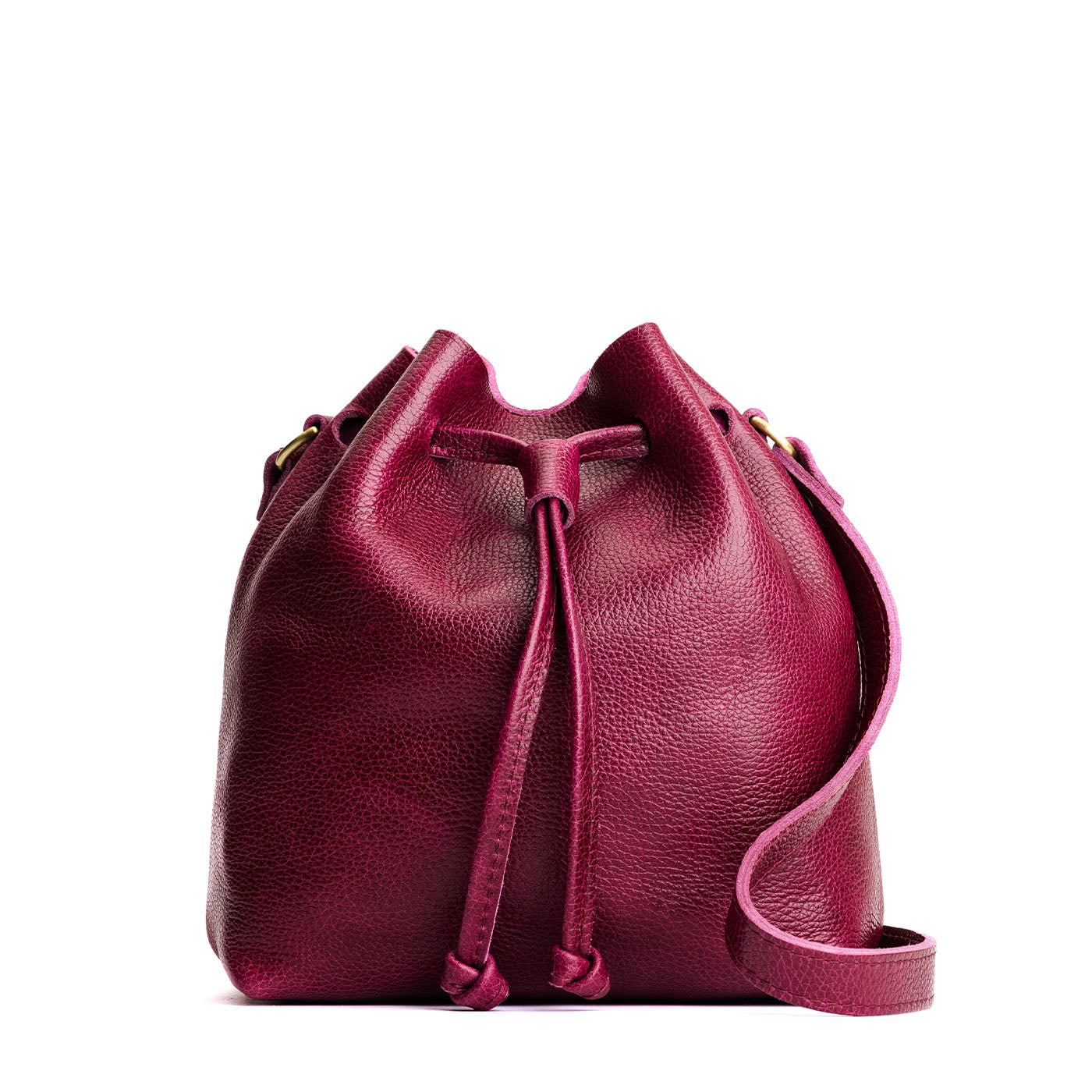 Leather Bucket Bag with Adjustable Crossbody Strap