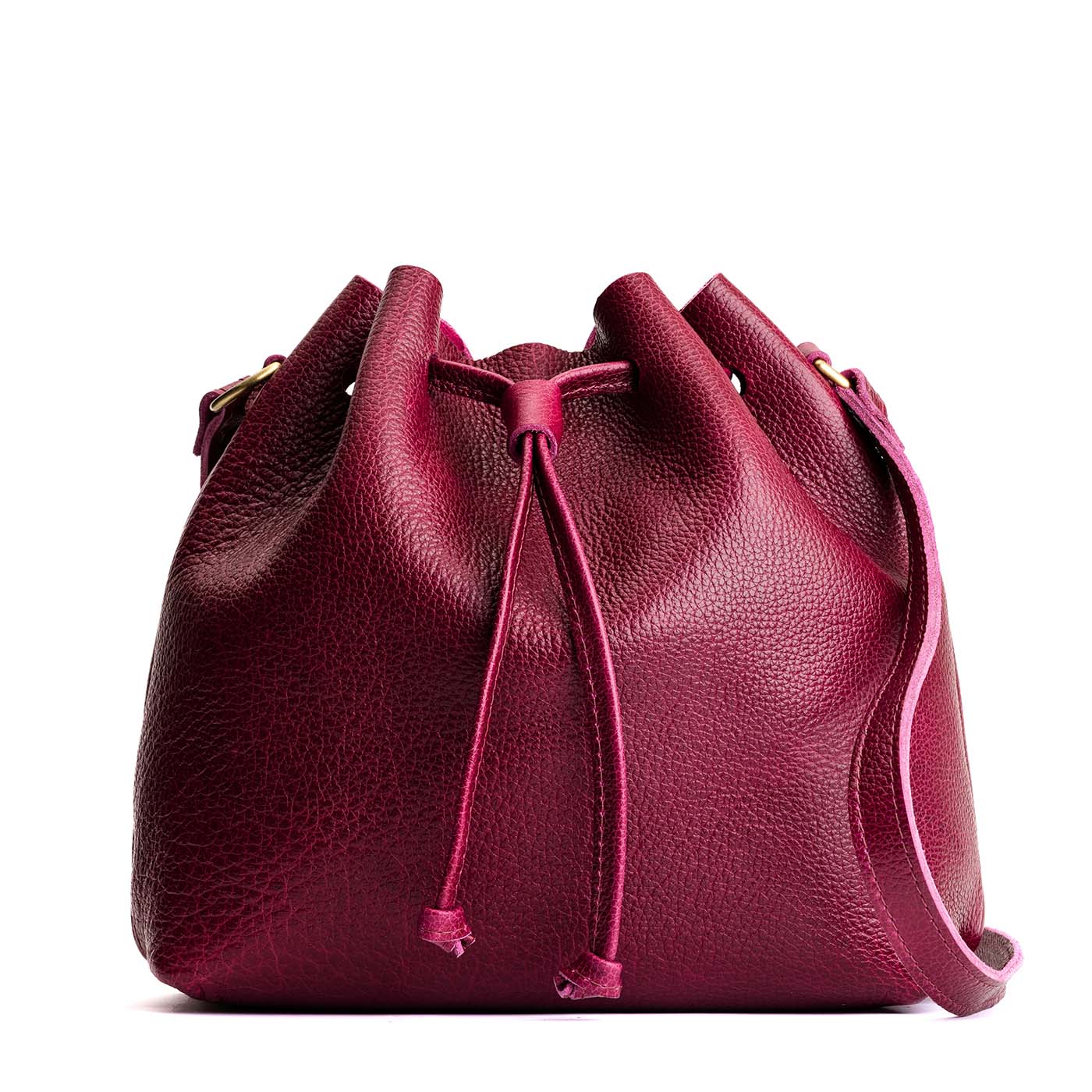 Leather Bucket Bag with Adjustable Crossbody Strap