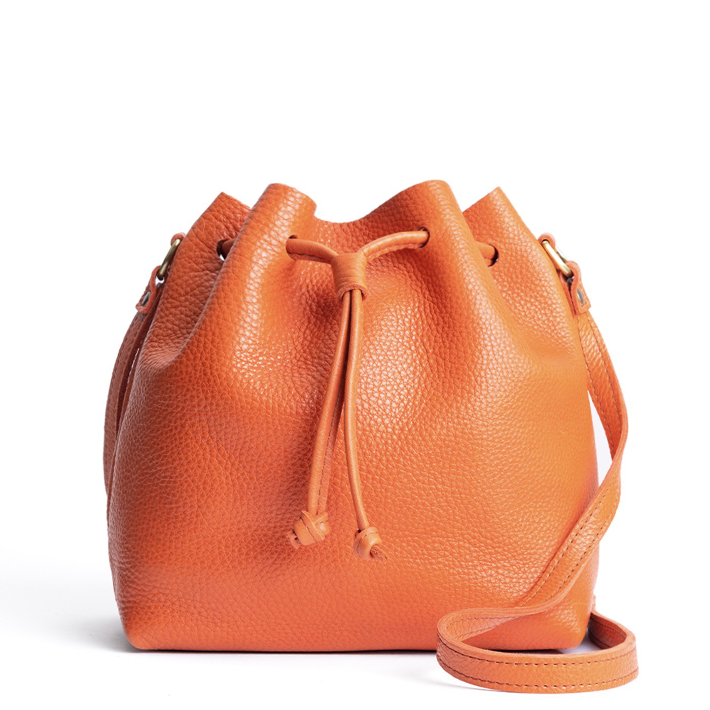 Leather Bucket Bag with Adjustable Crossbody Strap