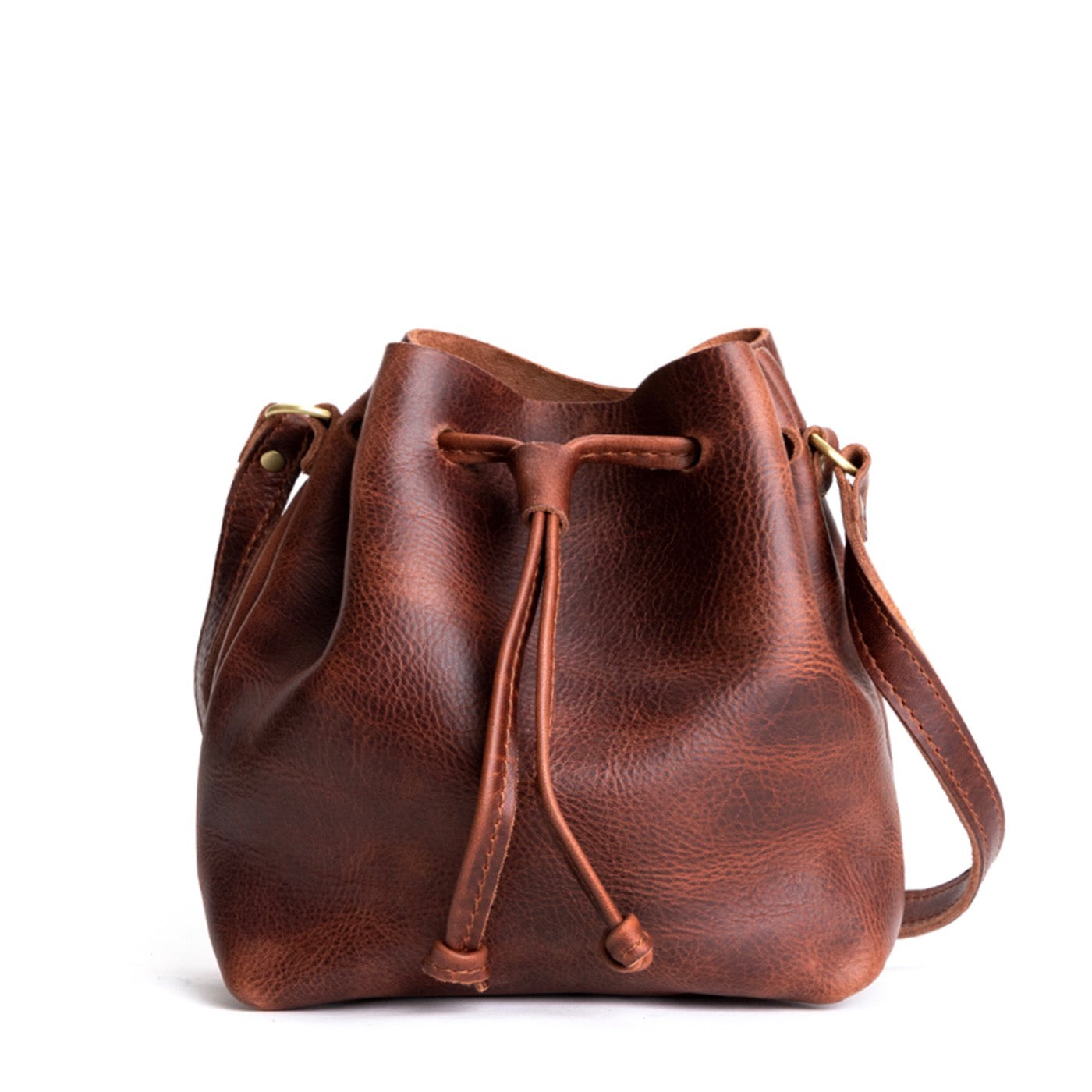 Leather Bucket Bag with Adjustable Crossbody Strap