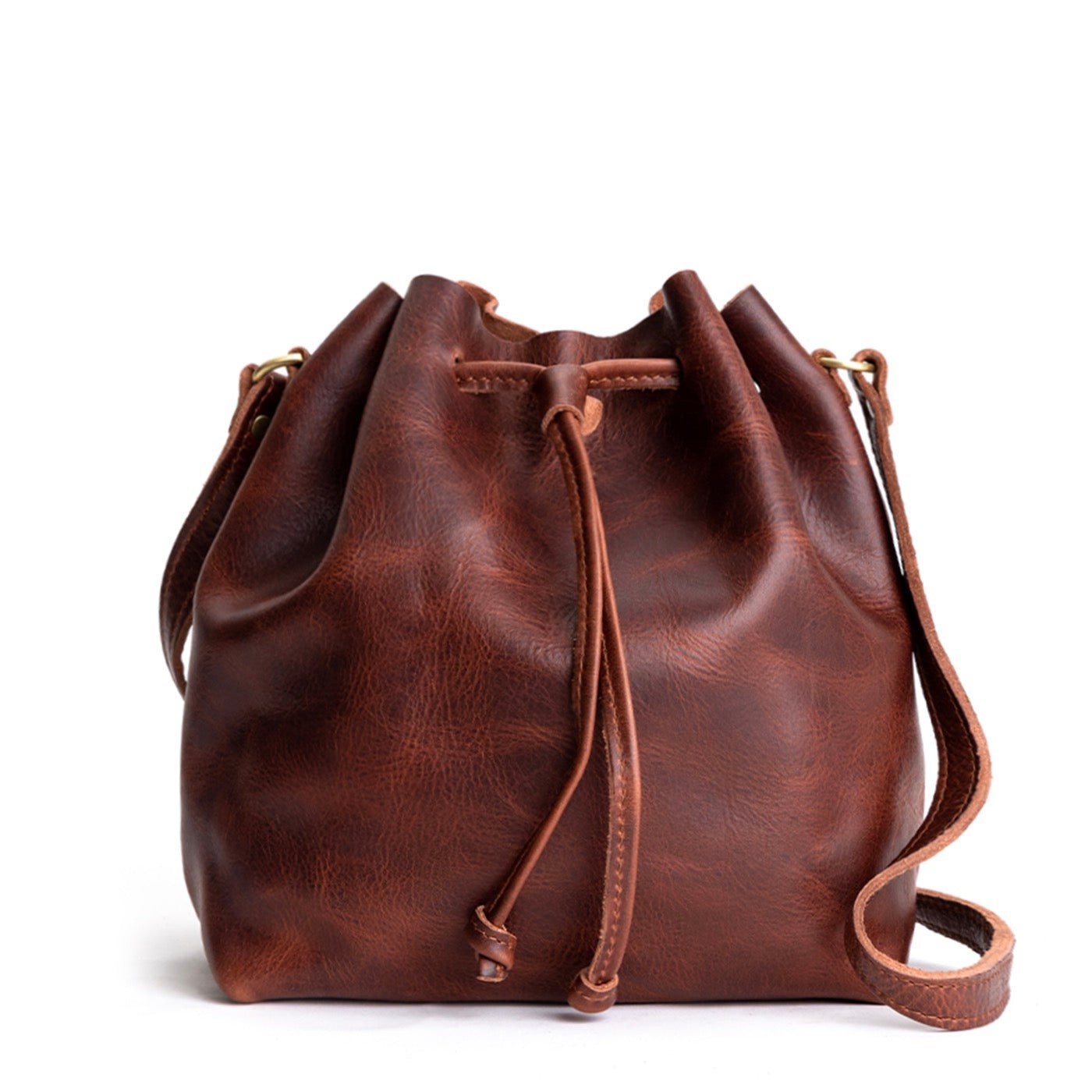 Leather Bucket Bag with Adjustable Crossbody Strap
