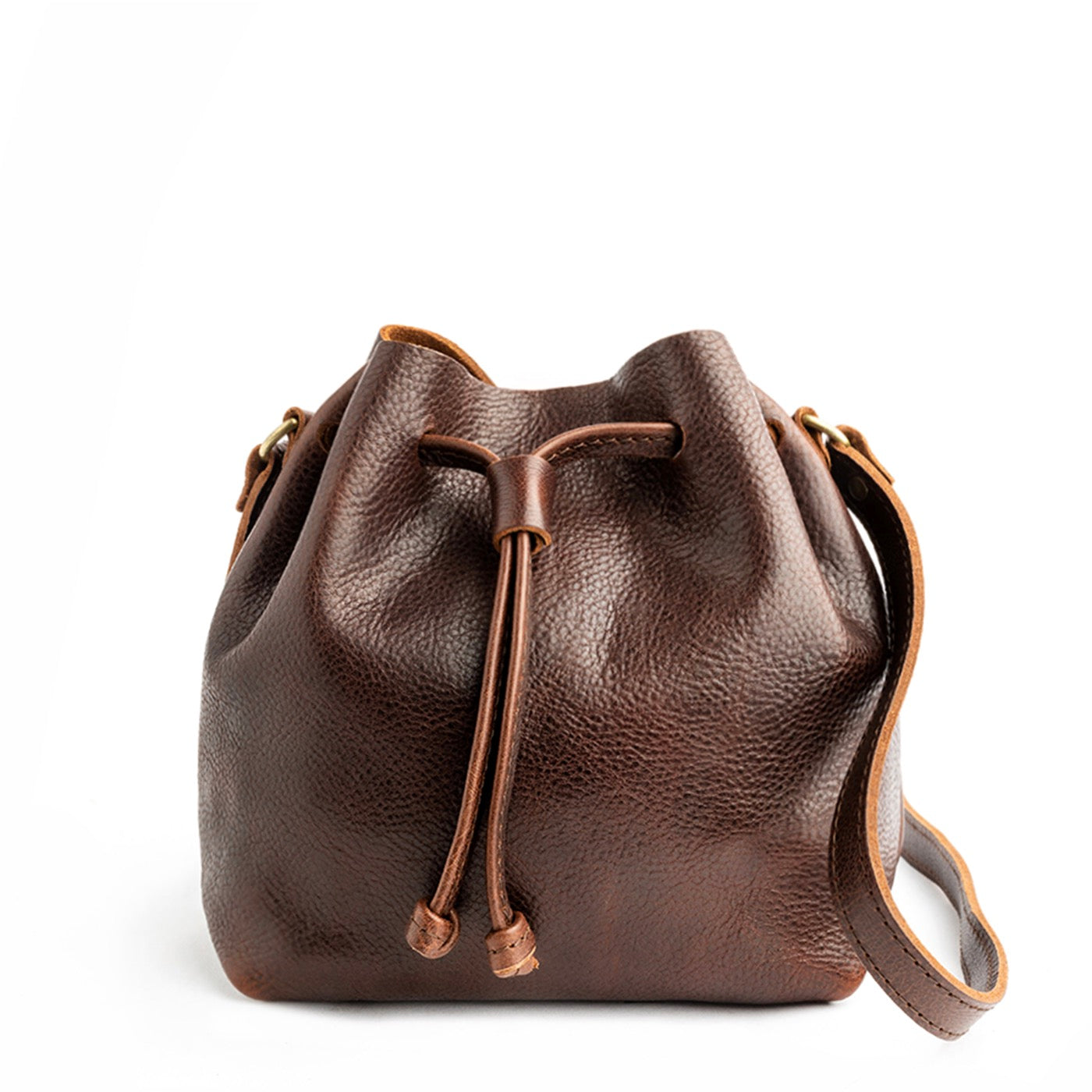 Leather Bucket Bag with Adjustable Crossbody Strap
