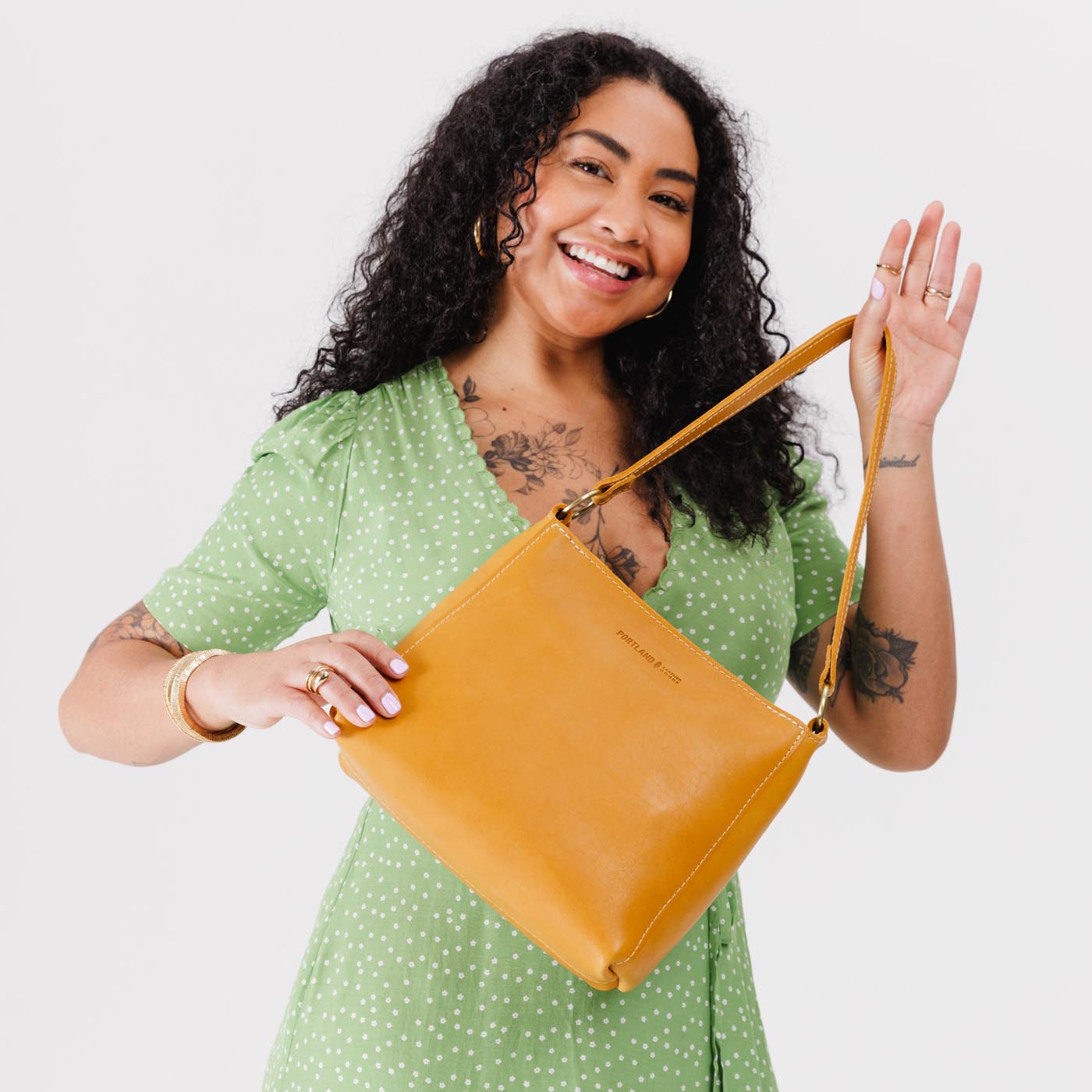 Leather Triangle Shoulder Bag with Phone Pocket & Zipper Closure