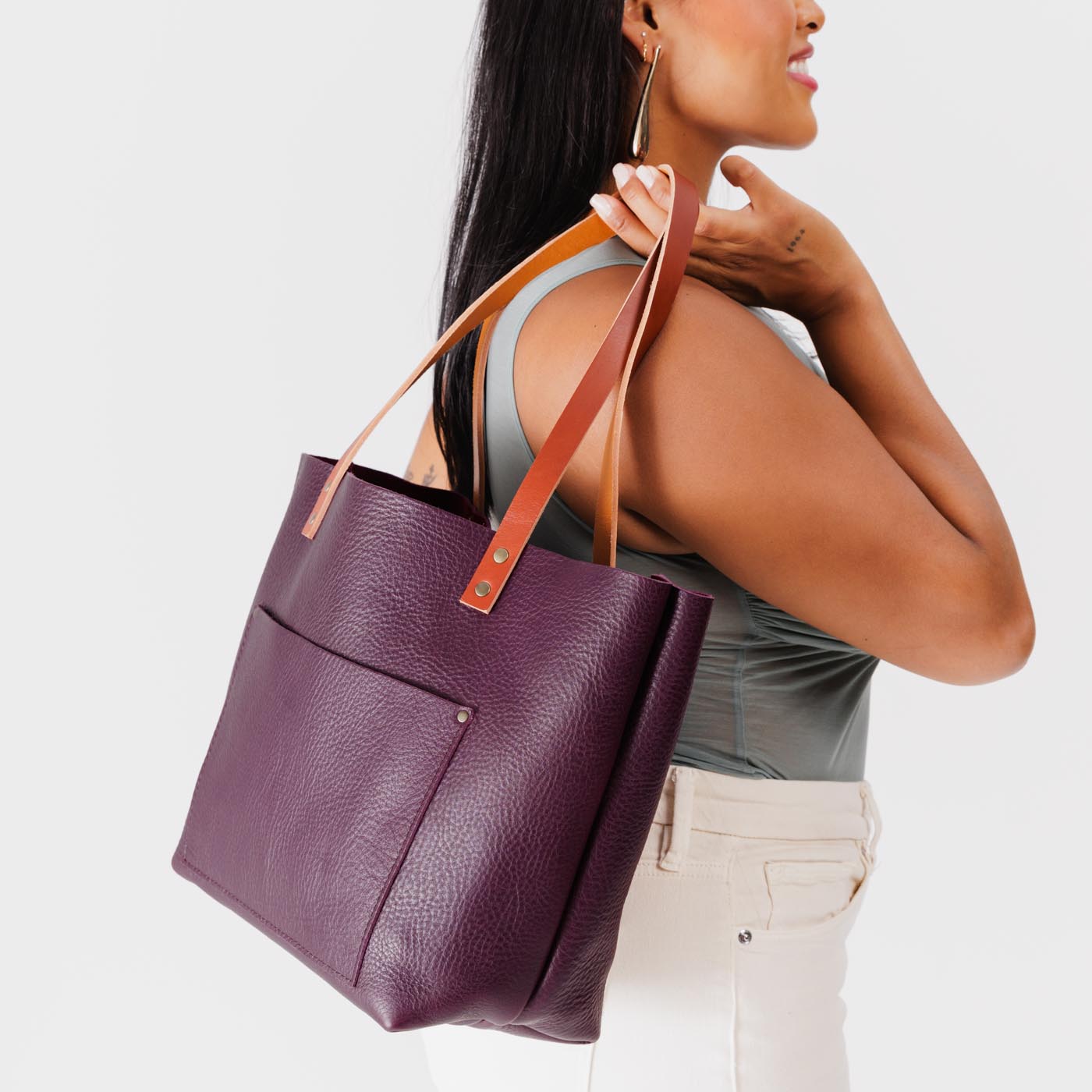 Limited Edition Handcrafted Leather Tote Bag with Pockets & Key Loop ...
