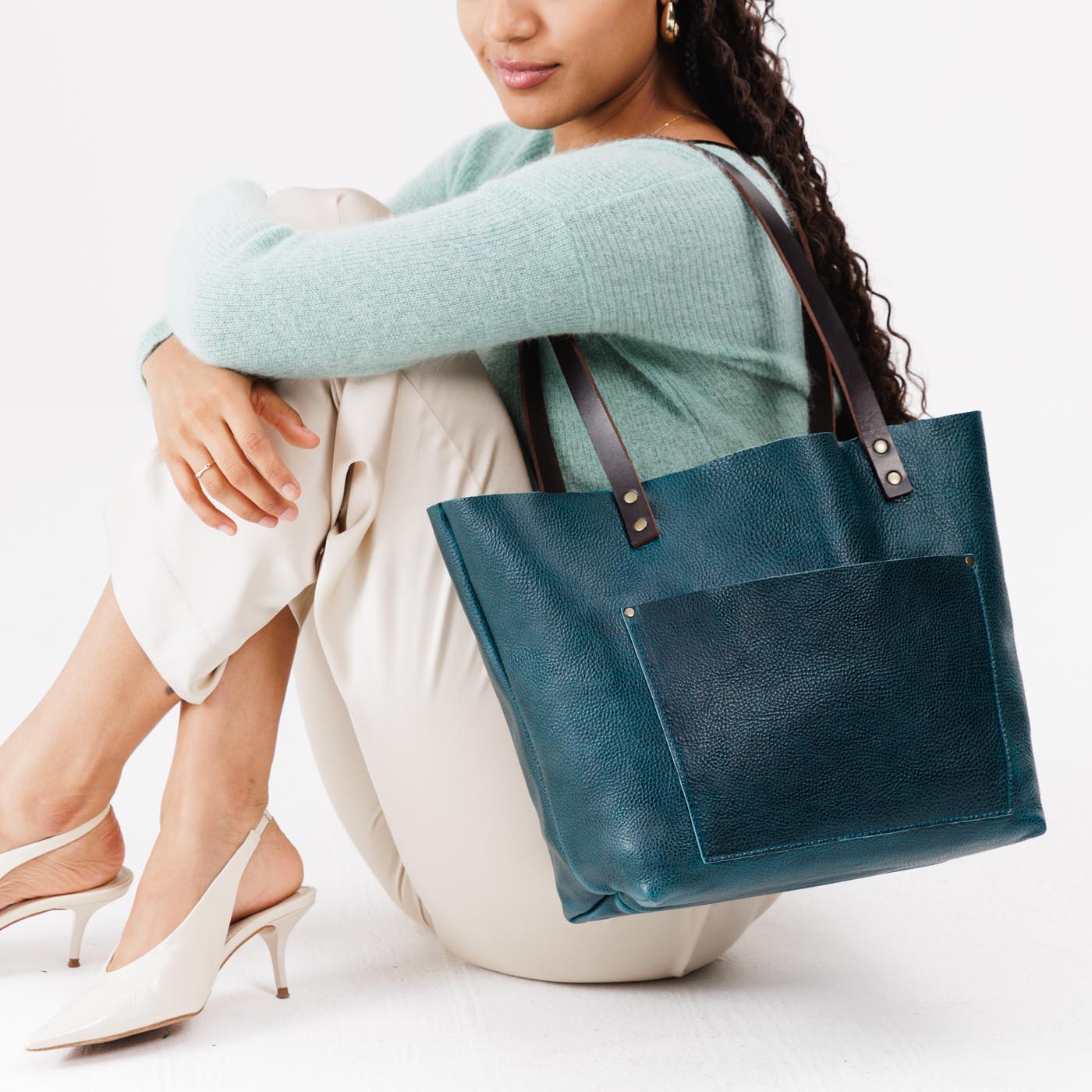 Limited Edition Handcrafted Leather Tote Bag with Pockets & Key Loop ...