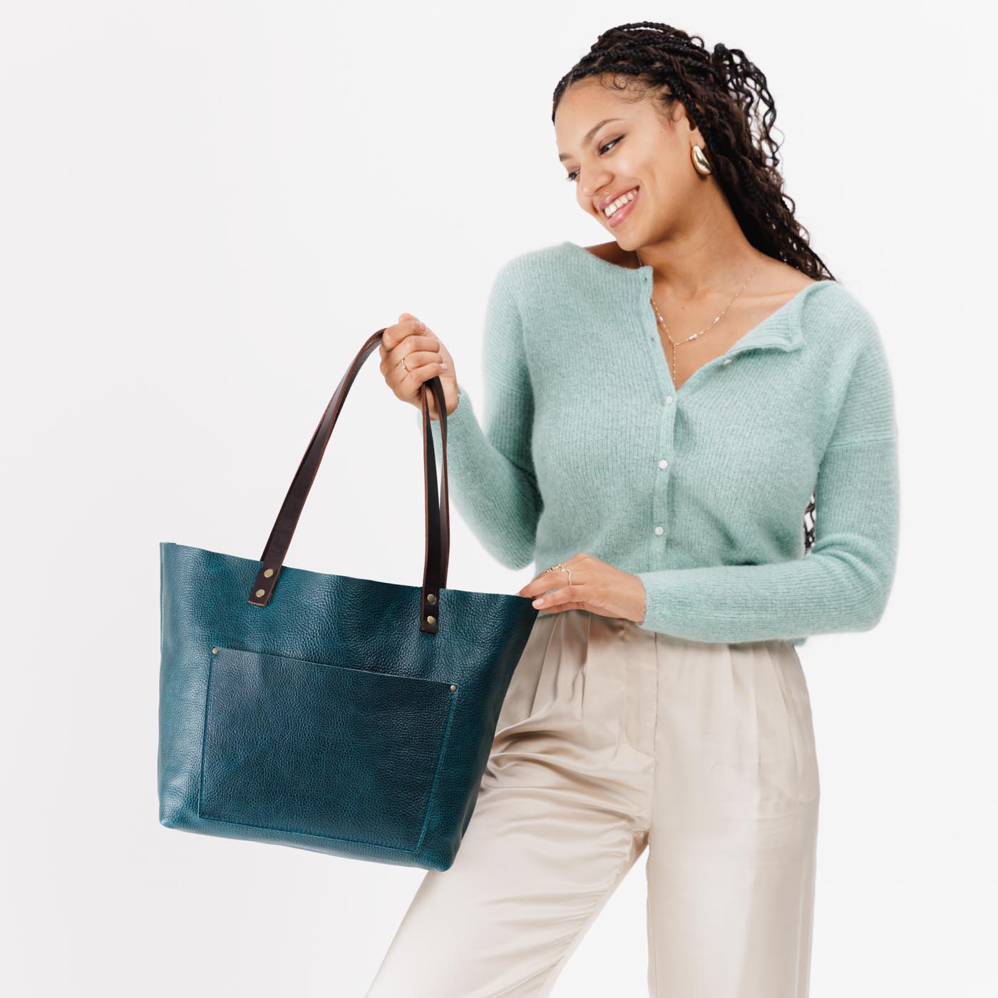 Limited Edition Handcrafted Leather Tote Bag with Pockets & Key Loop ...
